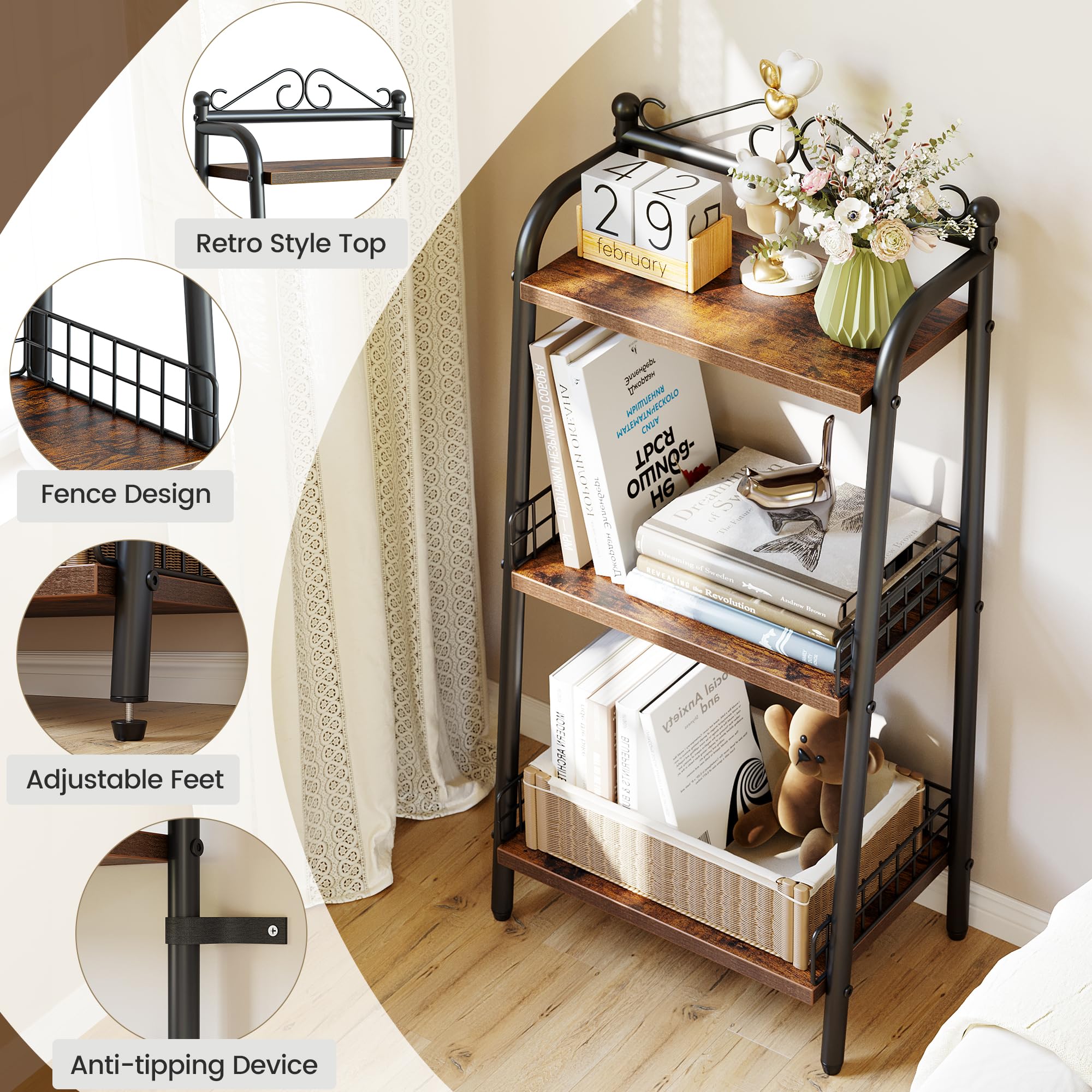 GARVEE 3-Tier Bathroom Ladder Shelf - Freestanding Storage Organizer for Small Spaces - Perfect for Bathroom, Living Room, Balcony & Kitchen - Space-Saving Home Decor Solution