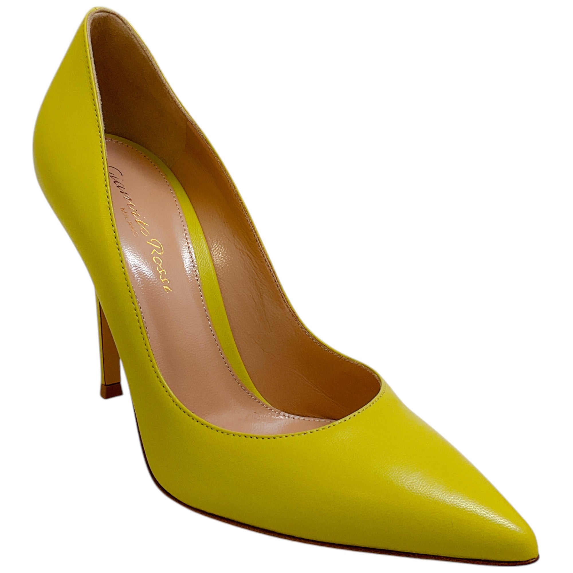 Gianvito Rossi Citron Cider Leather Gianvito 105 Pumps Women's High Heels - Perfect for Office, Party & Special Occasions