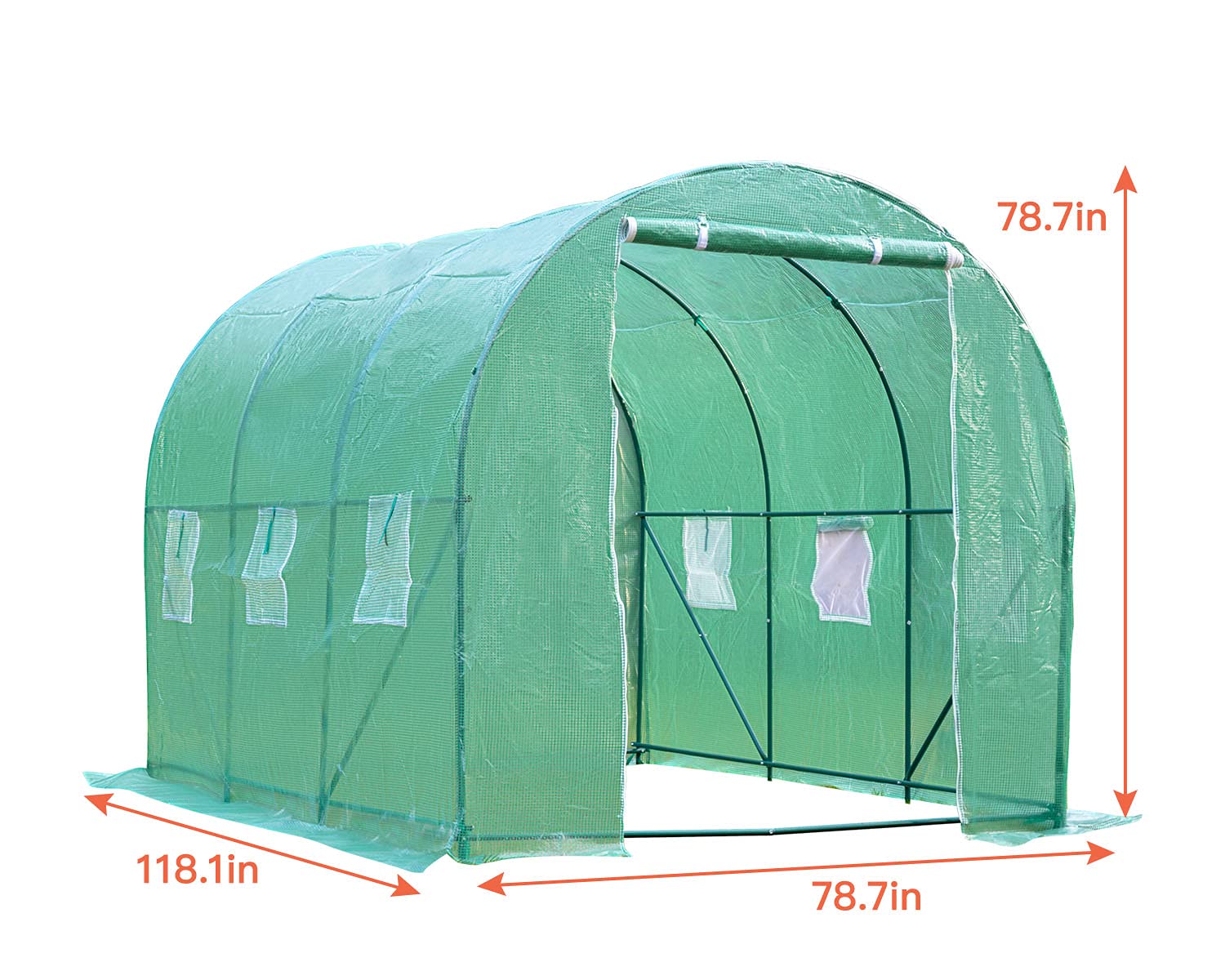 10'x7'x7' Walk-in Greenhouse for Outdoors - Durable Plastic Cover with Roll-up Door & 2 Vents - Perfect for Gardening, Seed Starting & Plant Protection - Ideal for Backyards, Patios & Small Farms