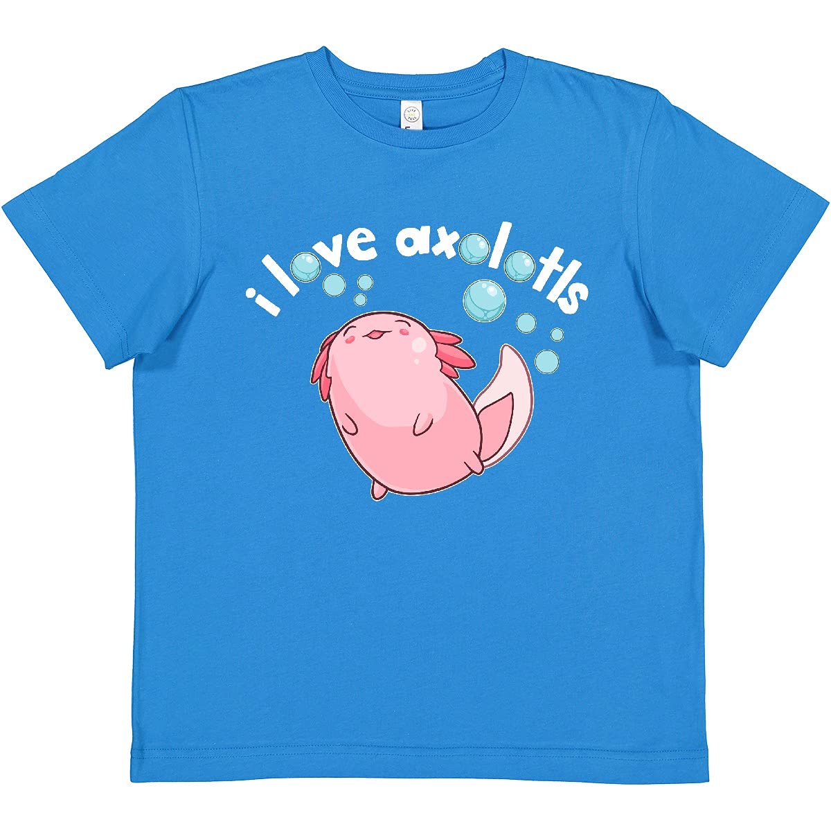 Inktastic I Love Axolotls with Bubbles Women's T-Shirt - Cute Axolotl Graphic Tee for Women - Casual Summer Tops for Animal Lovers - Perfect for Outings, Gifts & Everyday Wear