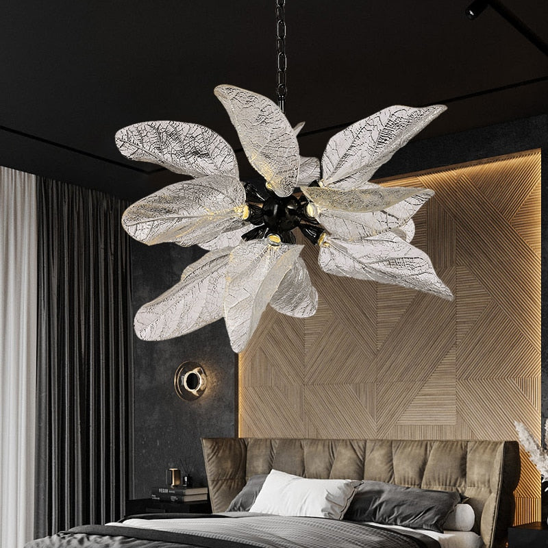 Elegant Crystal Chandelier Lighting - Petals Nest Design for Living Room, Dining Room & Bedroom | Modern Home Decor Ceiling Light Fixture for Wedding, Party & Luxury Interior Design