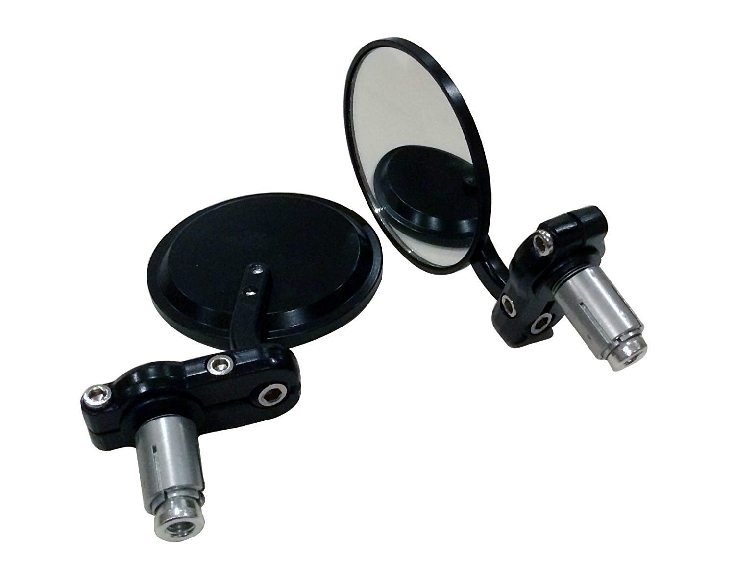 Black Round Billet Bar End Mirrors for 7/8