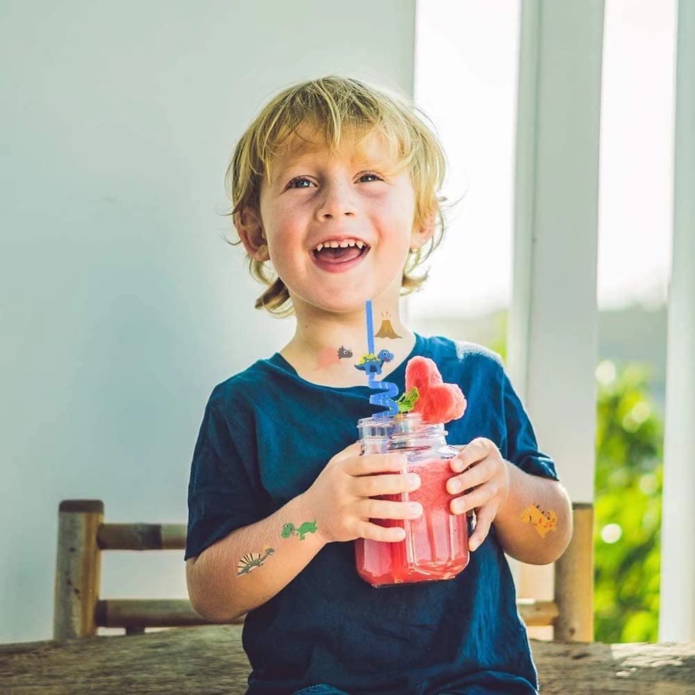 24 Pack Reusable Plastic Fruit Straws - Cartoon Watermelon Juice Drinking Straws for Kids, Party, Birthday, Art & DIY Projects | Eco-Friendly Spiral Straws for Smoothies, Cocktails & Fun Drinks