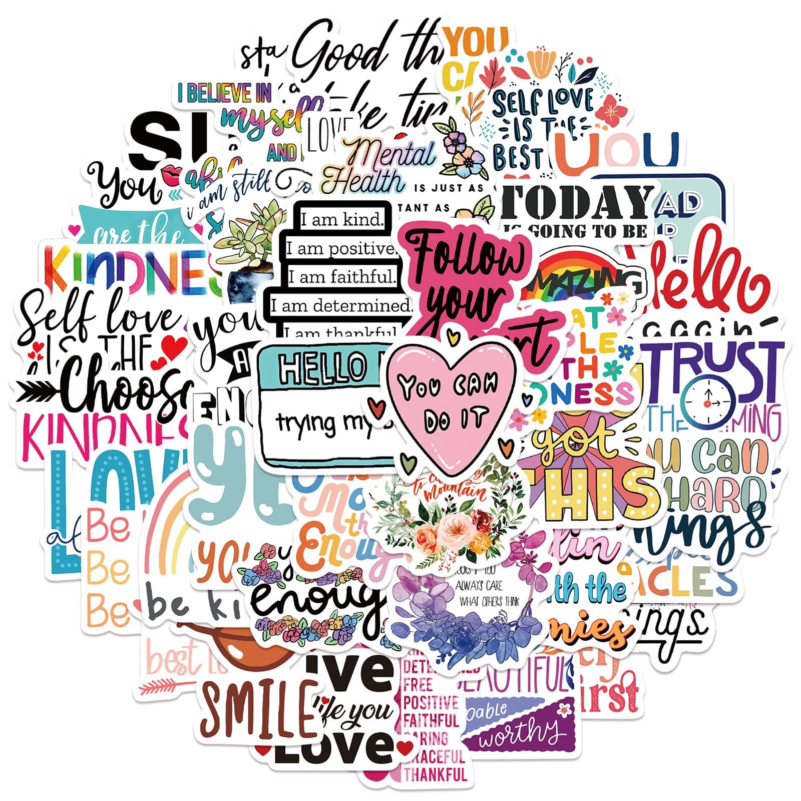 52 Pieces Motivational Stickers for Teens & Adults - Waterproof Vinyl Decals for Laptop, Water Bottle, Diary, Guitar, Scrapbook - Inspirational Quotes for Students, Office & Home Decor
