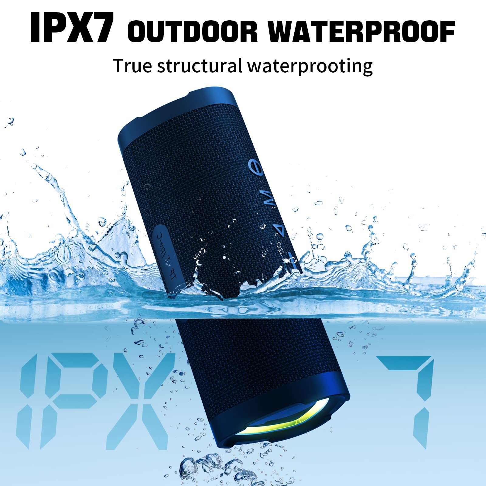 Vanzon V40 Bluetooth Speaker - 24W Loud Stereo Sound, TWS Pairing, 24H Playtime, IPX7 Waterproof Wireless Portable Speaker for Travel, Home, Outdoor, Beach, Pool Party & Camping (Blue)