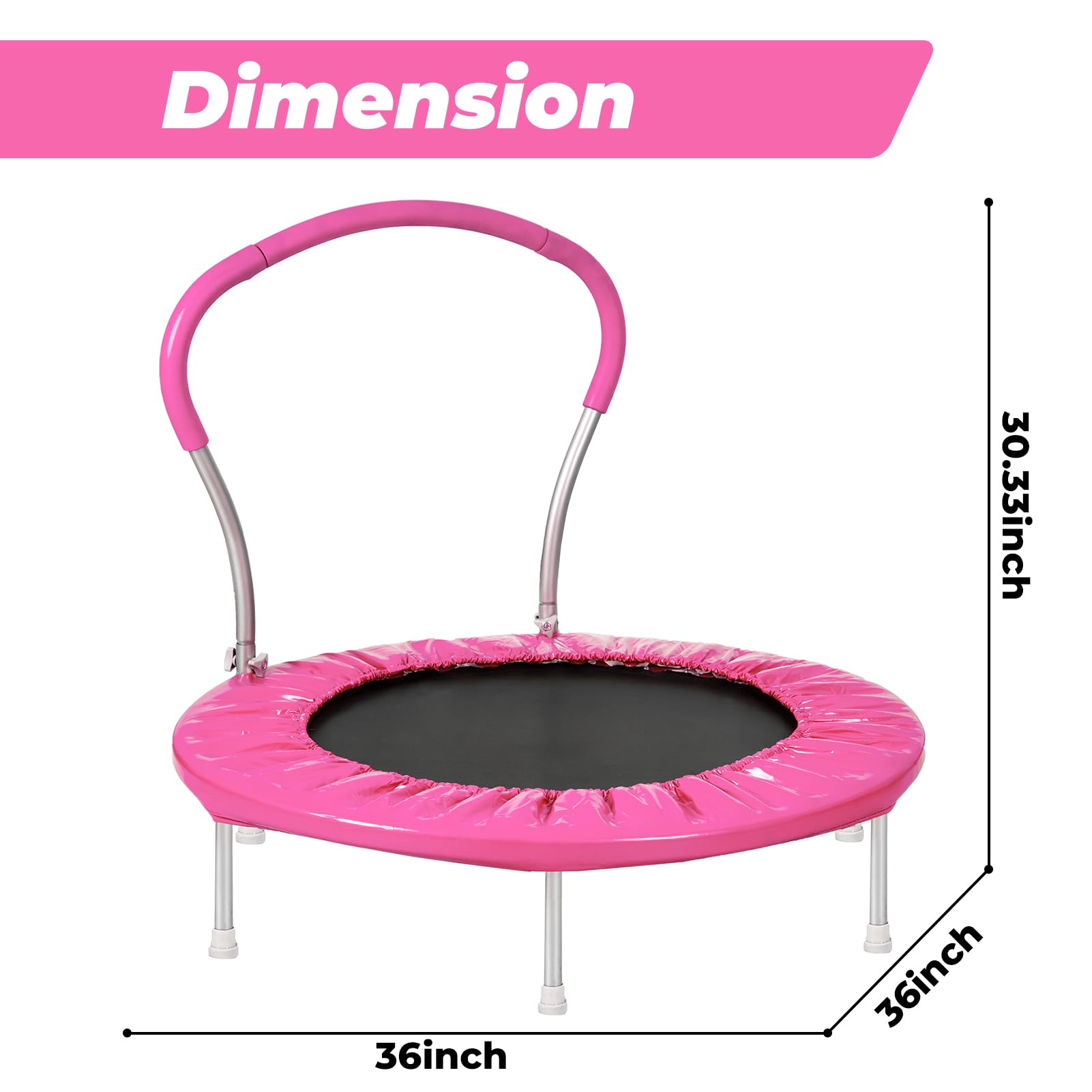 36 Inch Kids Trampoline with Handle - Mini Trampoline for Toddlers & Children, Indoor/Outdoor Small Fitness Rebounder for Exercise, Play & Backyard Fun - Perfect for Home, Gym & Playground Activities