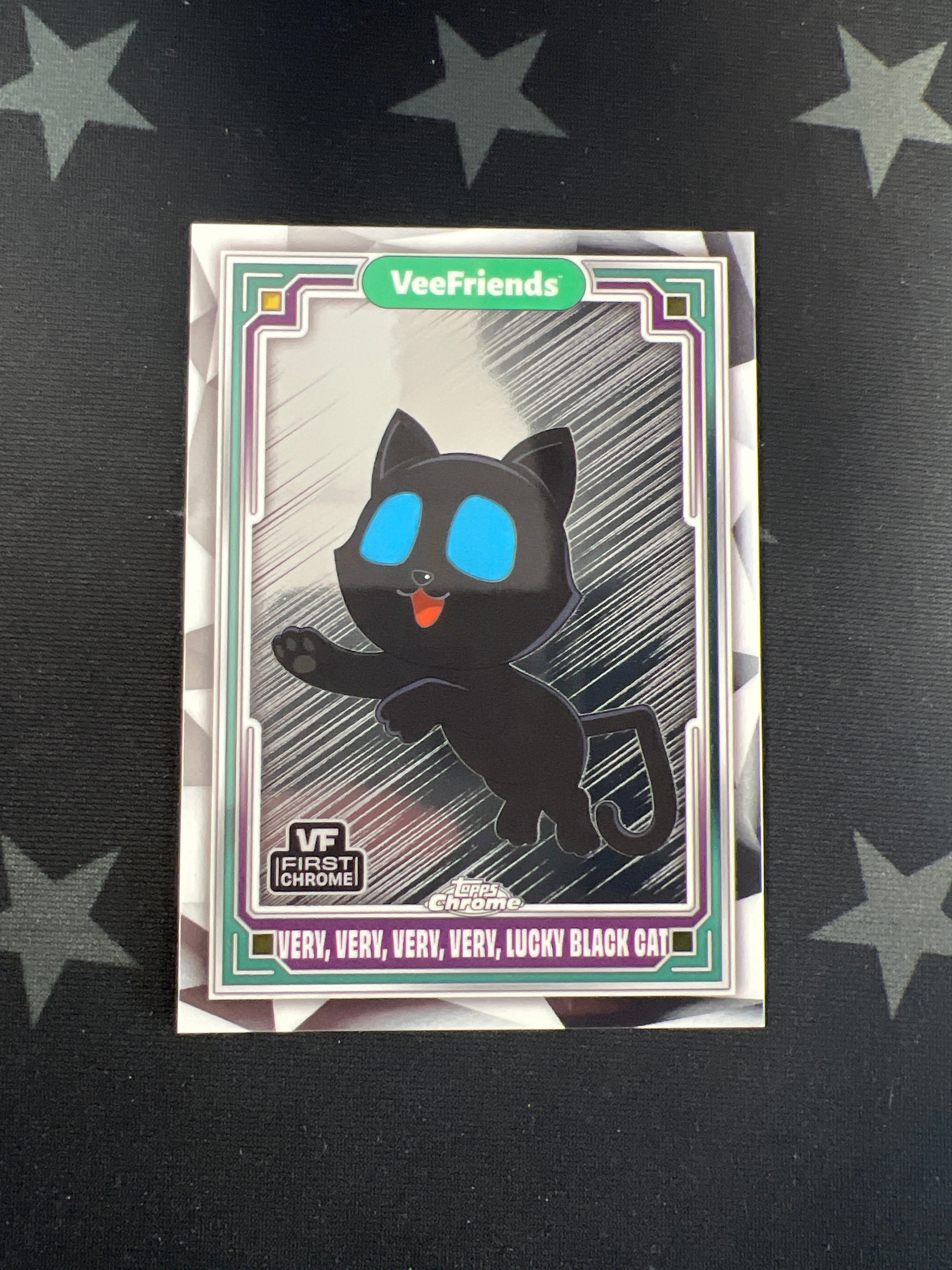 2025 Topps Chrome VeeFriends Very Lucky Black Cat #3 Trading Card with Blue Eyes - Rare Collectible for Trading Card Games, Sports Memorabilia & Pop Culture Fans