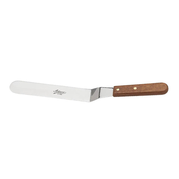 Ateco 1389 Offset Pastry Spatula with Wooden Handle - 9.5 Inch Stainless Steel Baking Tool for Cake Decorating, Icing, Fondant - Perfect for Home Bakers & Professional Pastry Chefs