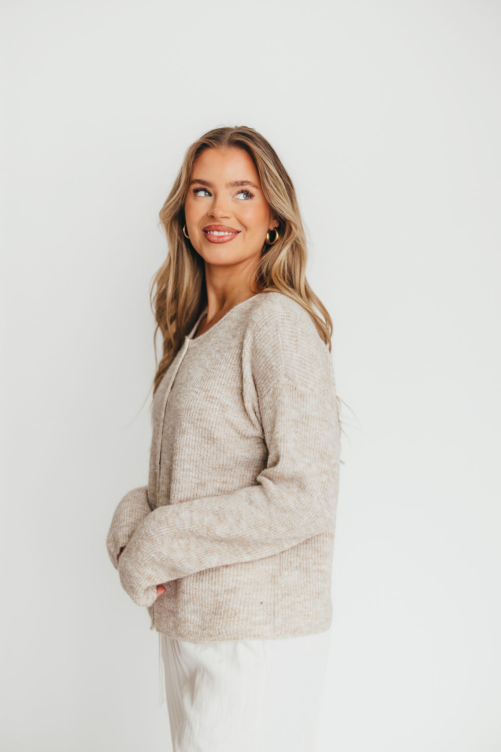 Newport Cardigan for Women - Soft Oatmeal Heather Knit Sweater | Cozy Fall & Winter Layering Piece for Casual Outfits and Office Wear