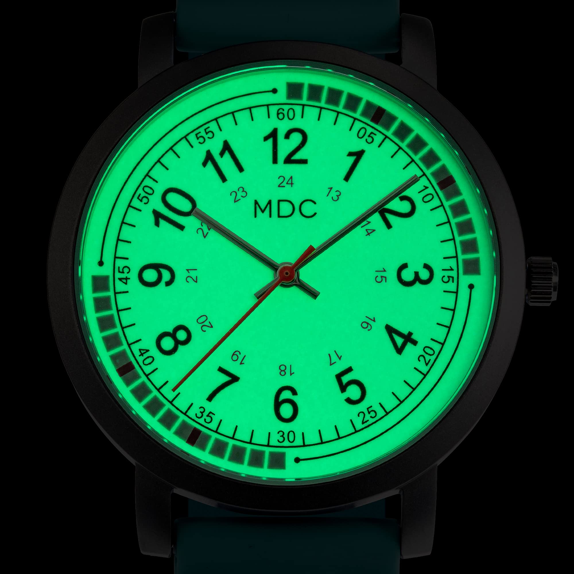 Glow in The Dark Nurse Watch for Women - 15 Second Intervals Quadrant Pulse Ring, 5ATM Waterproof Analog Wristwatch with Silicone Band - Perfect for Nursing, Medical Professionals & Night Shift Workers