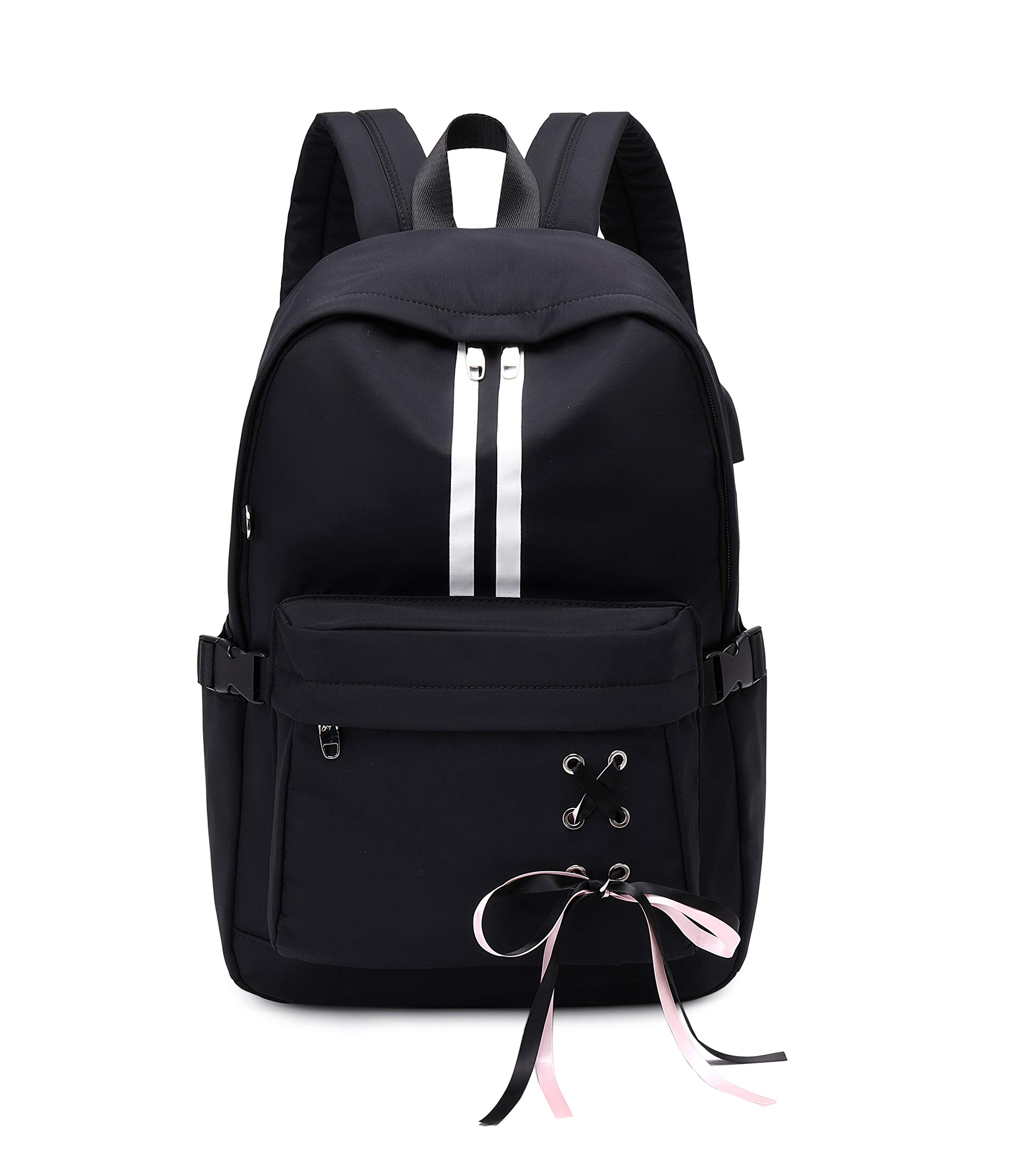 Stylish Black Classic Backpack for Women & Teen Girls - Durable School Backpack for College, Travel & Everyday Use