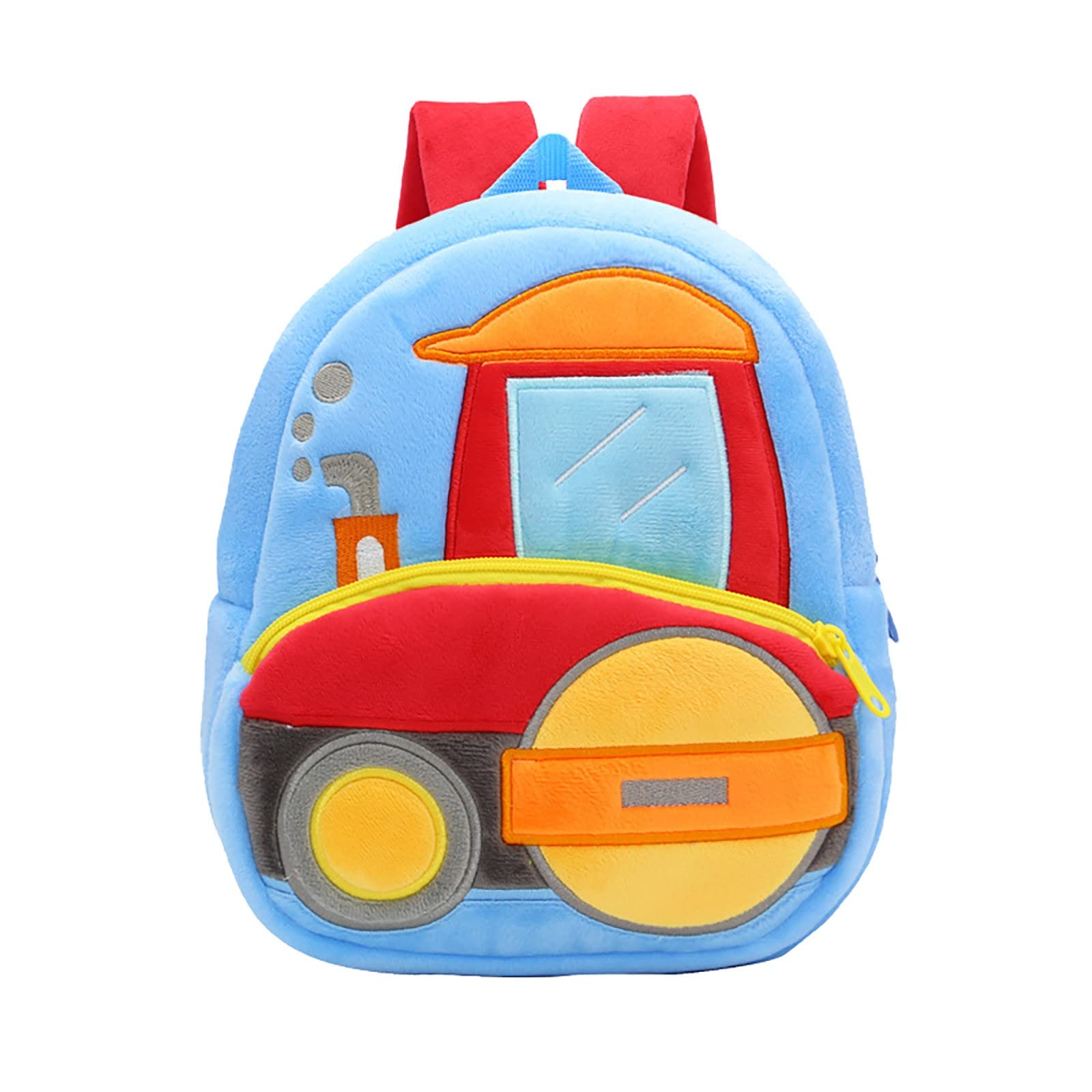 Adorable Excavator Plush Backpack for Toddlers & Kids - Cute Dinosaur Backpack for Boys & Girls Ages 2-4 - Perfect for Preschool, Daycare & Outdoor Adventures (Blue, One Size)