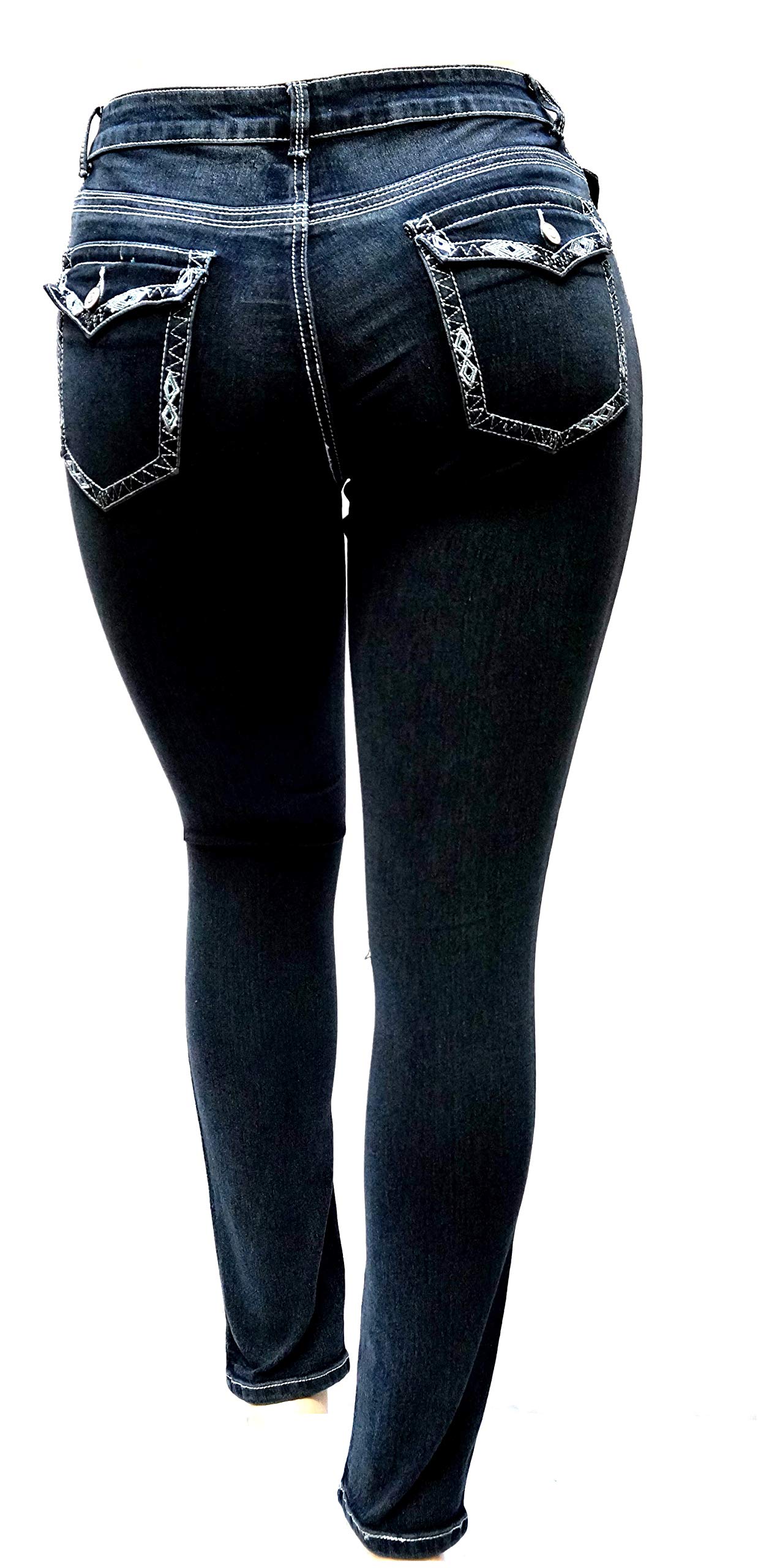 Jack David Women's Plus Size Stretch Denim Jeans - Blue/Black, Curvy Fit, Flap Pocket, Skinny/Bootcut/Cargo Styles - Perfect for Casual Wear, Work & Night Out
