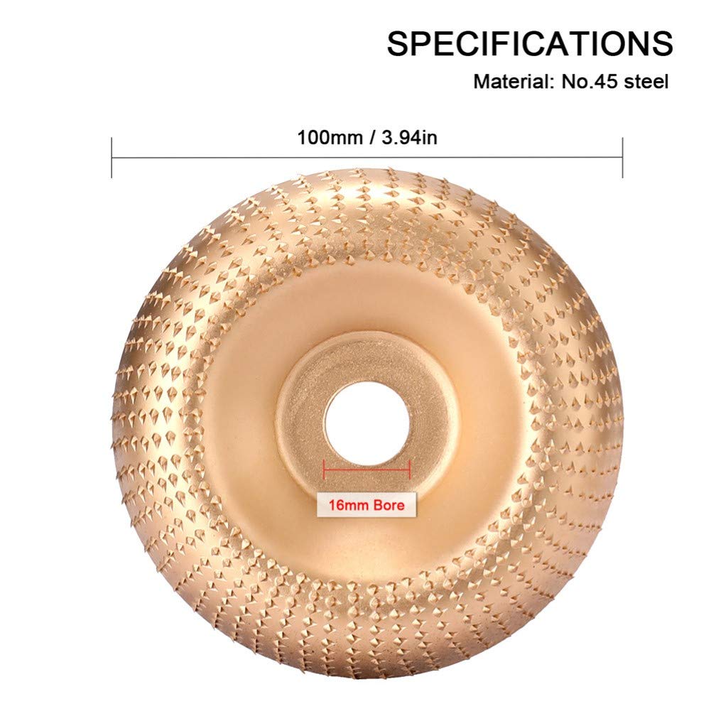 Durable 100mm Wood Angle Grinding Wheel - 16mm Bore Abrasive Disc for Woodworking, Sanding & Carving | Compatible with Angle Grinders | Perfect for DIY Projects, Furniture Making & Crafting (Black)