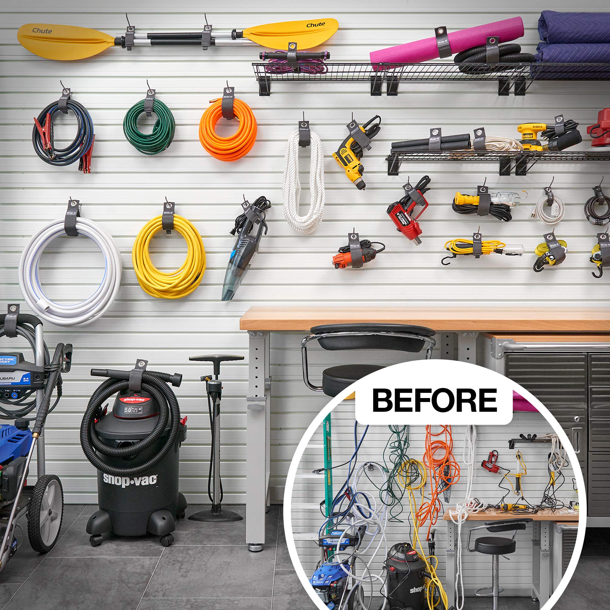 Heavy-Duty Hook & Loop Storage Straps 10-Pack - for Cords, Hoses & Garage Organization
