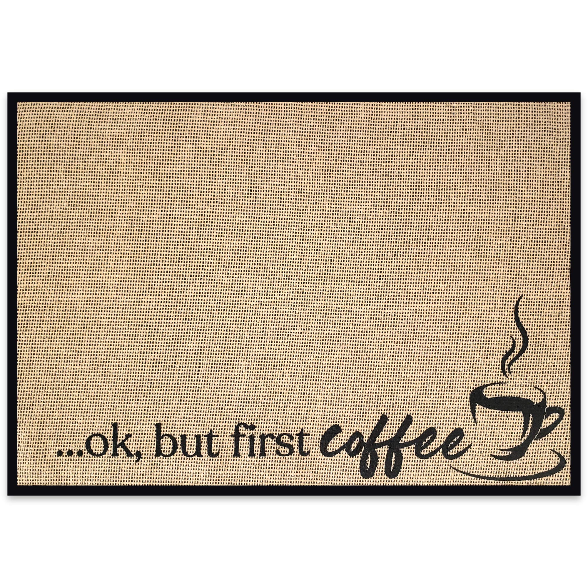 Premium Burlap Coffee Bar Mat - 20”x14” Non-Slip Fabric Backing Placemat for Coffee Station Decor | Coffee Shop & Home Kitchen Accessories | Perfect for Espresso Machines & Coffee Makers