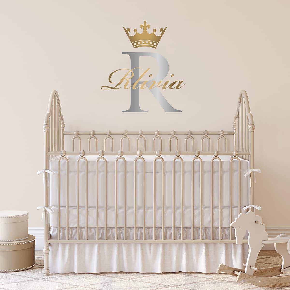 Crown Custom Name and Initials Family Wall Stickers Mural Art - Personalized Home Decor Wall Decals for Bedroom, Women's Room, Nursery, and Living Room
