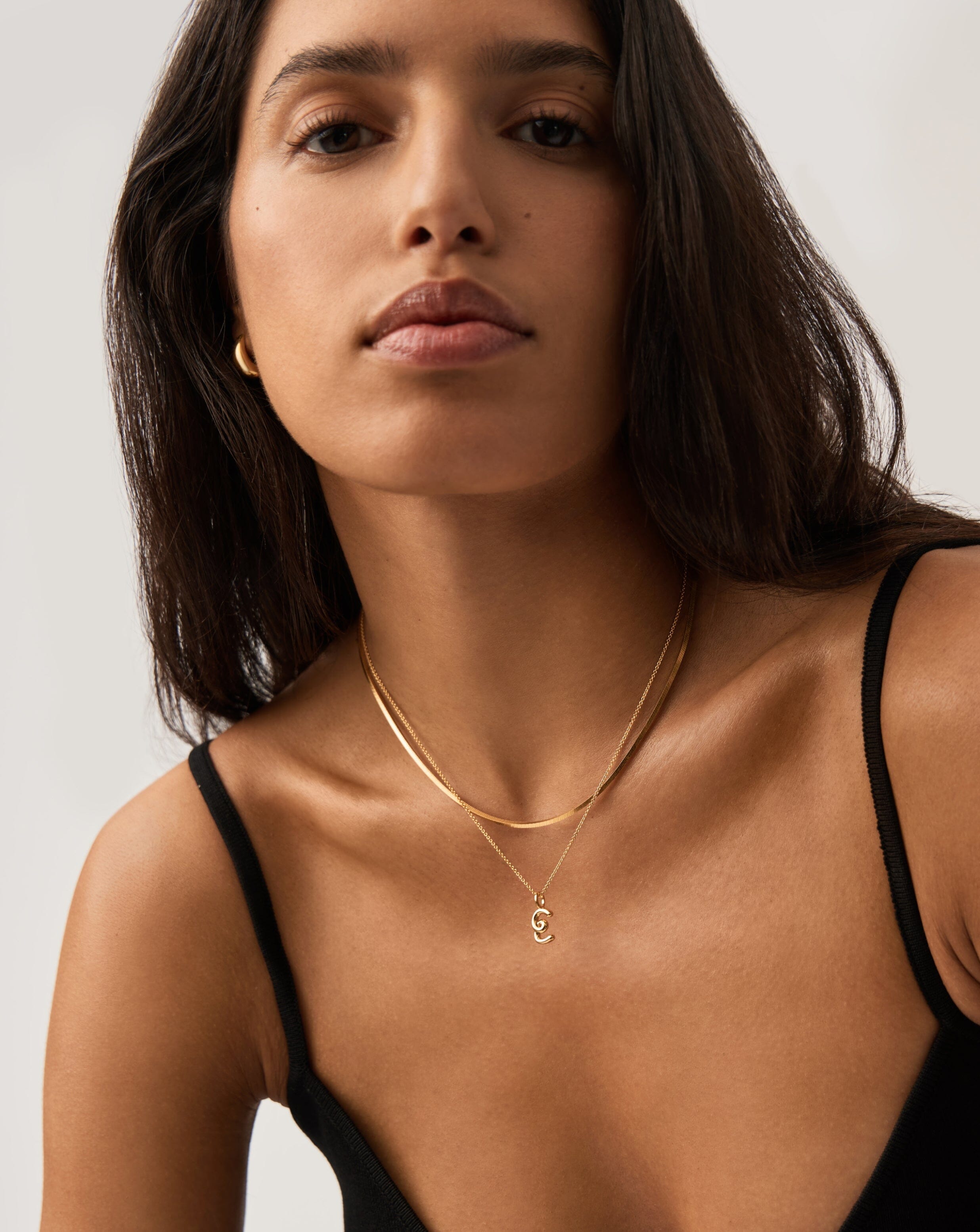 Curly Molten Mini Initial Necklace - Personalized 18k Gold Vermeil Jewelry for Women | Elegant Gift for Her, Birthday, Anniversary & Everyday Wear
