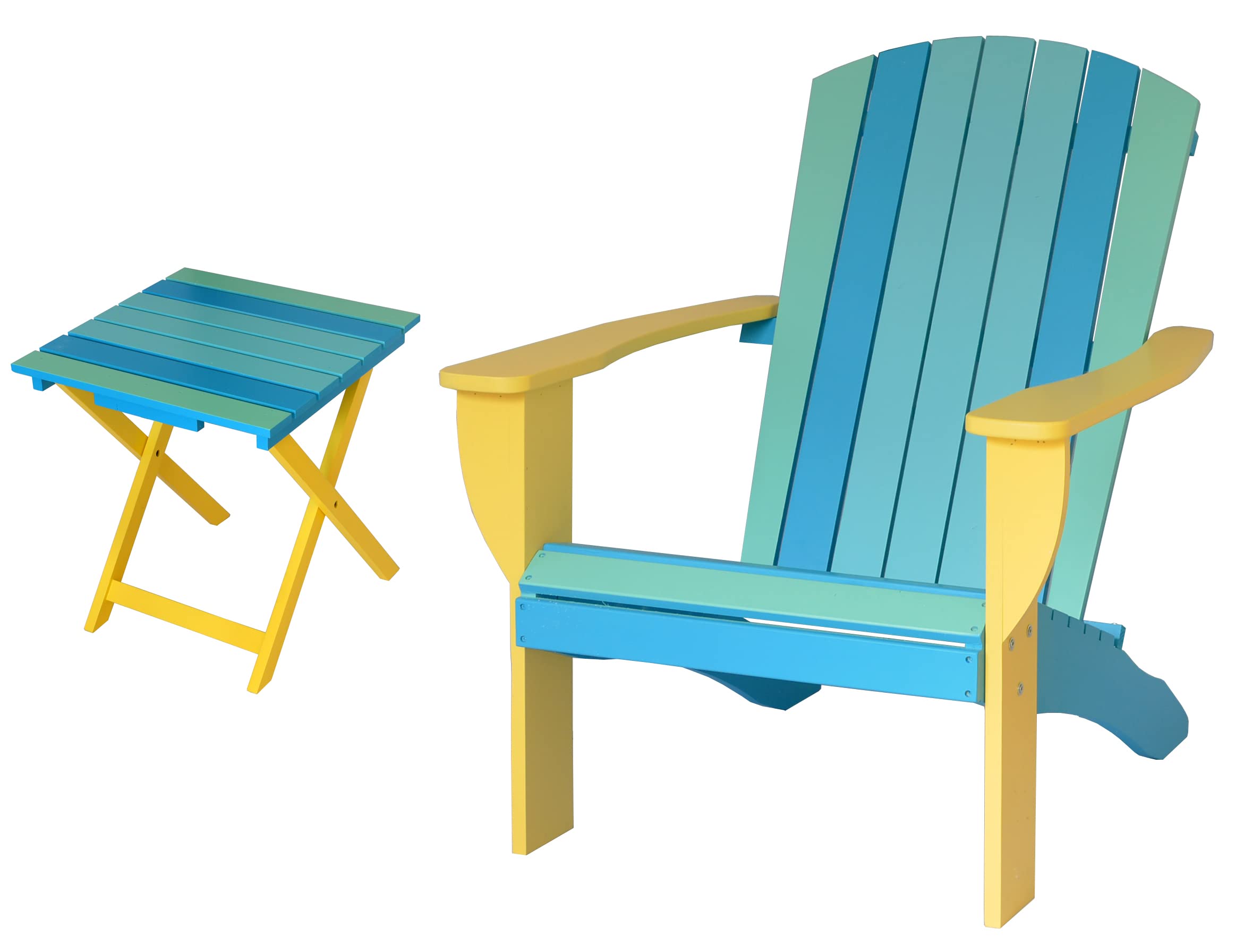 Premium Solid Cedar Adirondack Chair with Built-in Bottle Opener & Matching Folding Table Set - Extra Wide Comfort for Patio, Garden, Beach & Outdoor Relaxation