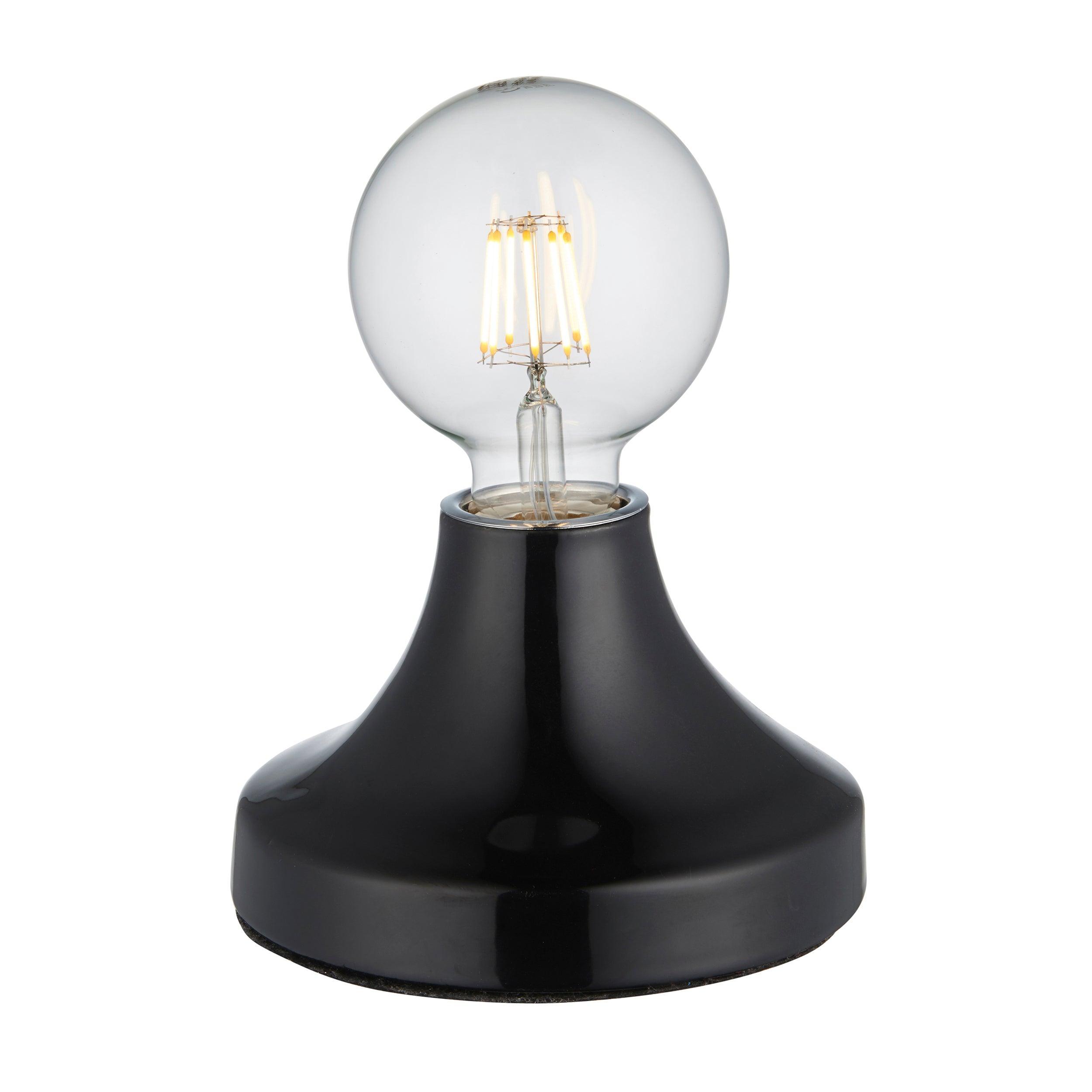 Modern Black Ceramic Table Lamp - Living Lights Maida - Elegant Home & Office Lighting for Bedroom, Living Room, or Study Desk