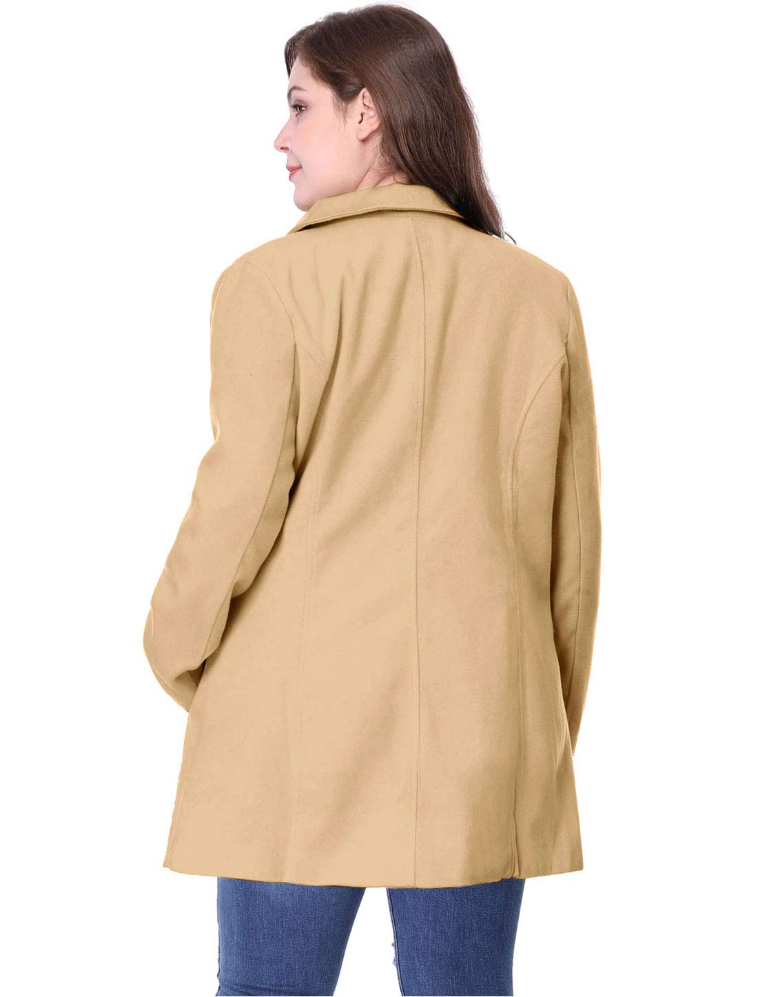 Agnes Orinda Women's Plus Size Notched Lapel Double Breasted Long Winter Coat for Office, Business & Formal Occasions