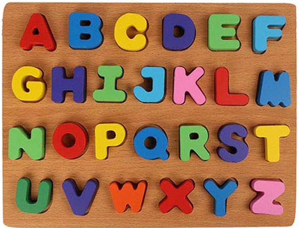 Wooden Alphabet ABCD Puzzle Toy - Capital Letters Learning Game for Toddlers & Preschool Kids - Educational Early Learning Toy for Home & Classroom Use