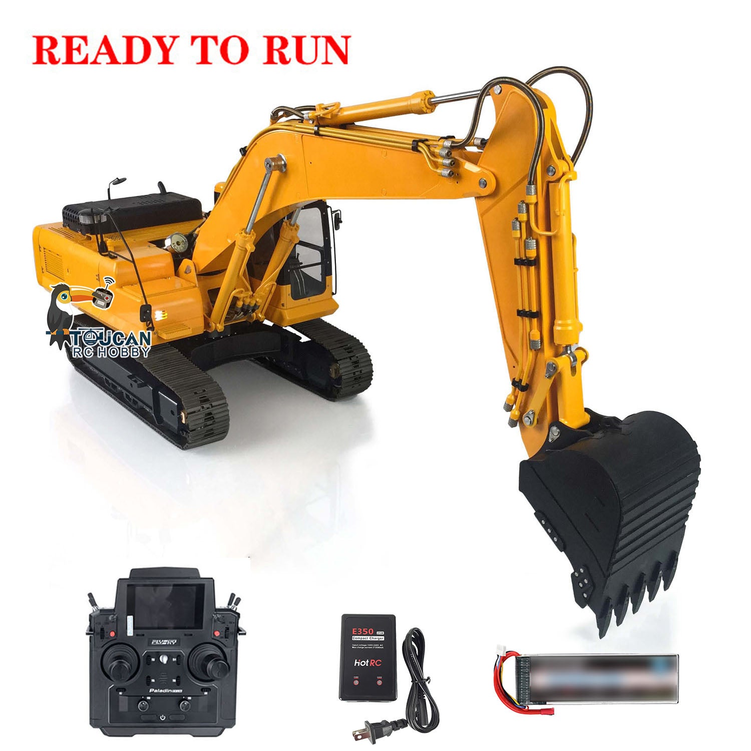 LESU PC360 1/14 Scale RC Hydraulic Excavator Toy - Ready-to-Run Metal Construction Truck with Safety Net, Quick Coupler & Grab Bucket - Perfect for Construction Site Play, Collecting & RC Hobby Enthusiasts