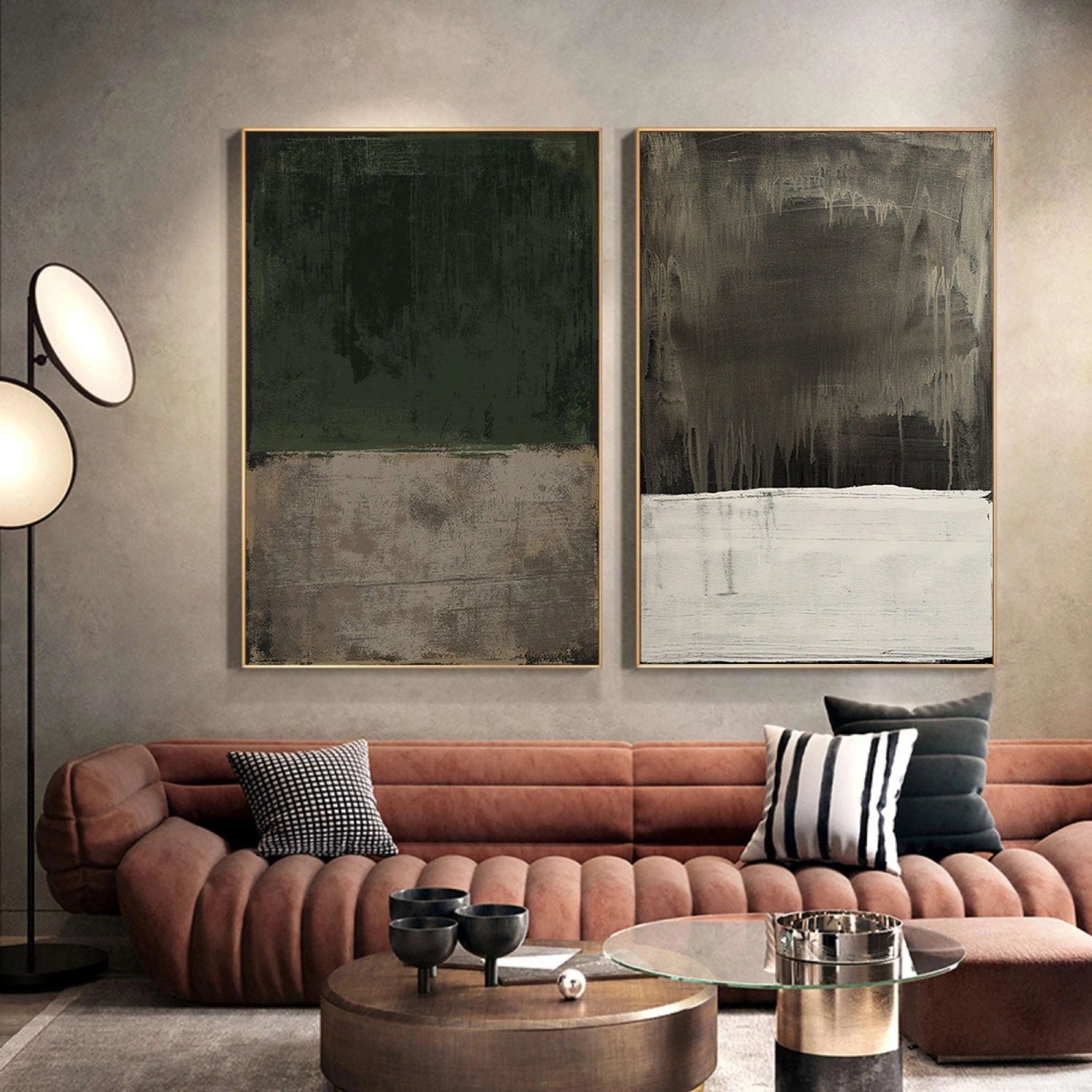 Abstract Tranquility Wall Art Set of 2 - Modern Minimalist Canvas Paintings for Living Room, Bedroom & Office Decor #WS255