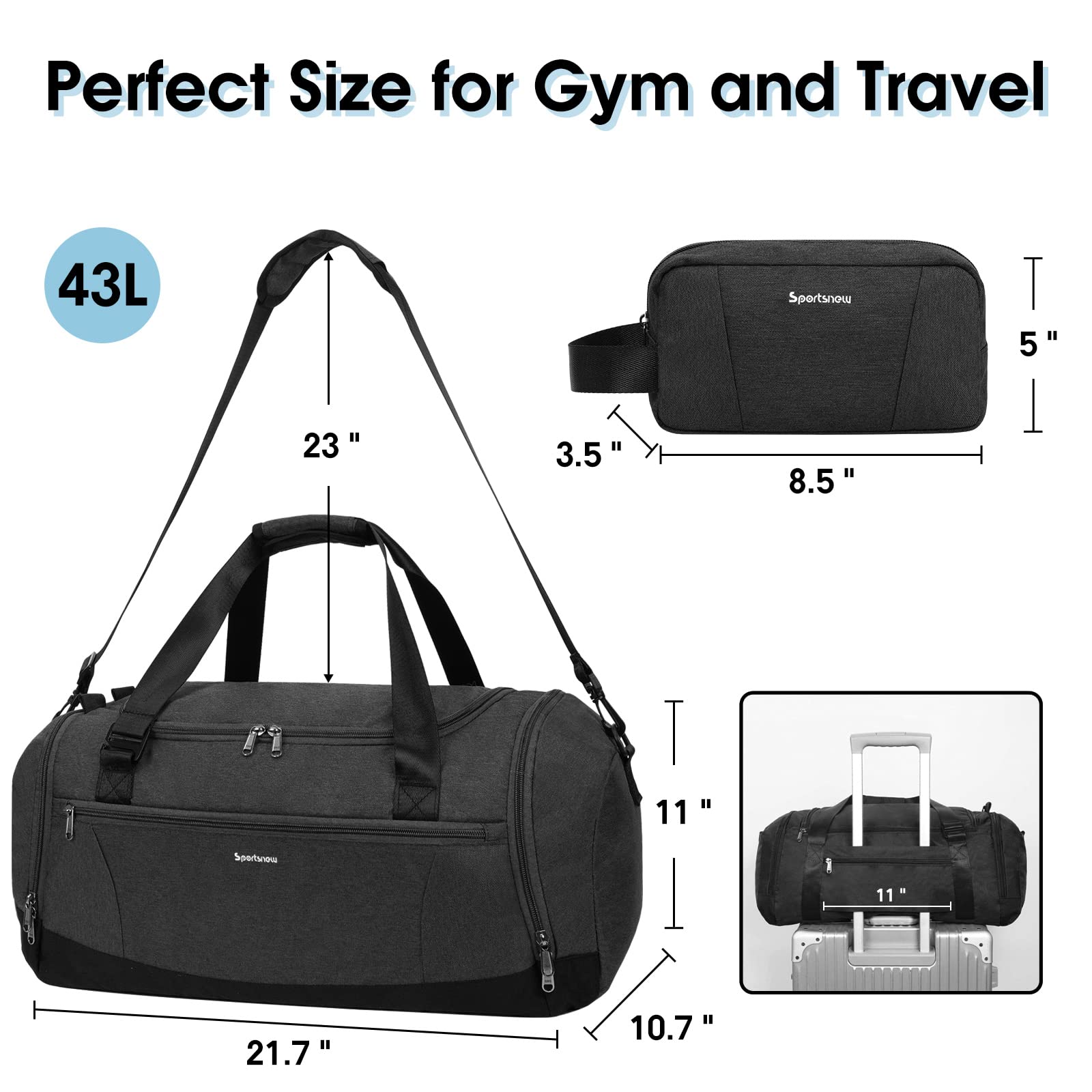 Men's Gym Duffle Bag with Shoe Compartment - Sports Travel Backpack for Workout & Weekend Trips