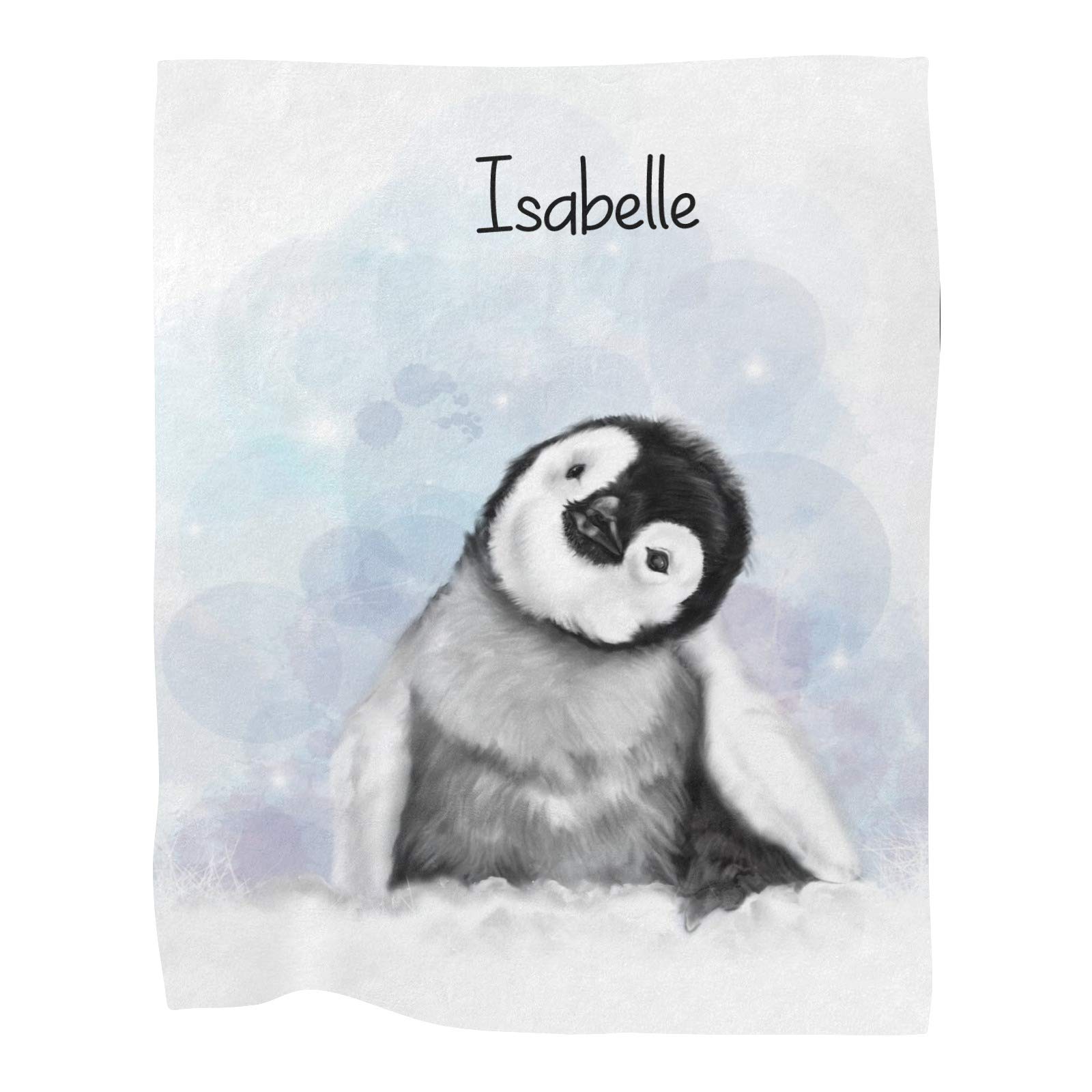 Personalized Cute Penguin Baby Blanket - Custom Name Fleece Blanket for Boys & Girls - Super Soft 30x40 Inch Nursery Blanket - Perfect for Birthdays, Baby Showers & Cozy Nursery Decor
