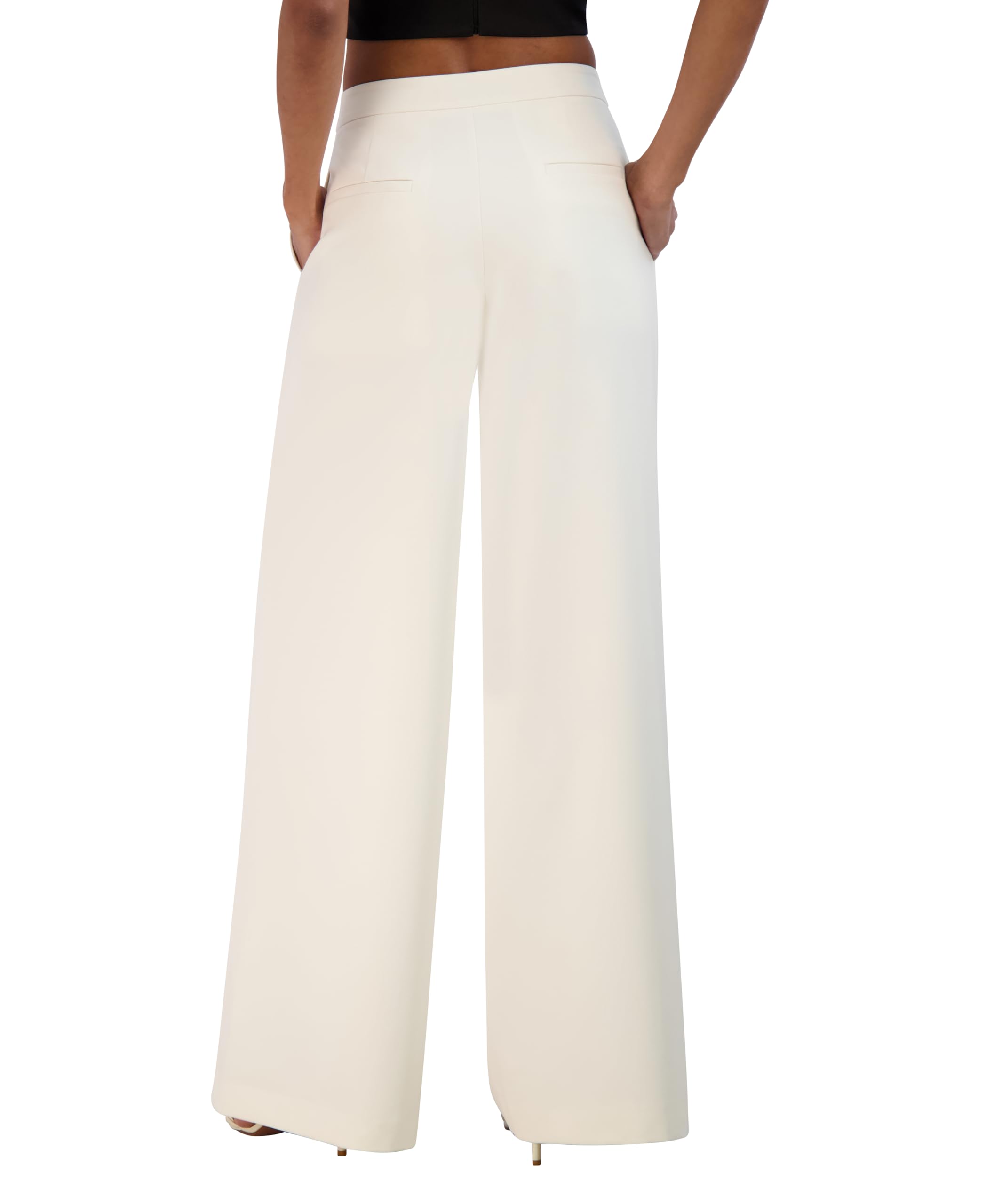 BCBGMAXAZRIA Women's Bi-Stretch Crepe Wide Leg Pants - Comfortable High Waist Trousers for Work, Office & Casual Wear