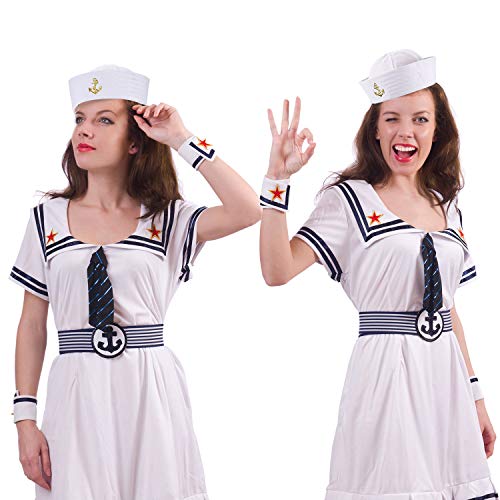 Boao White Sailor Hat - Classic Nautical Captain Cap for Women & Men - Perfect for Halloween Costumes, Yacht Parties, and Summer Fashion Accessories