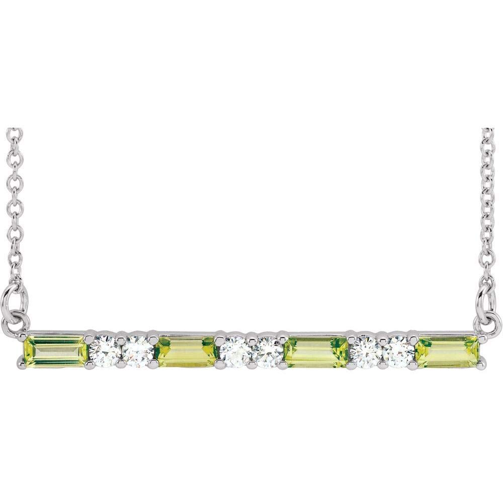 Diamond Bar Charm Pendant Necklace - Adjustable 16