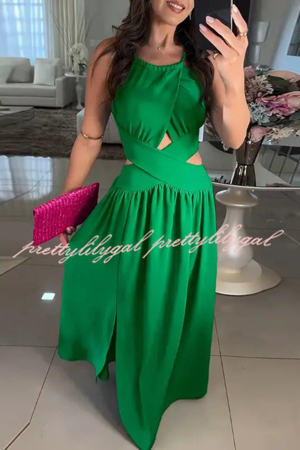 Elegant Solid Color Sexy Cross Tie Backless Maxi Dress for Women - Perfect for Beach Vacations, Summer Parties & Date Nights