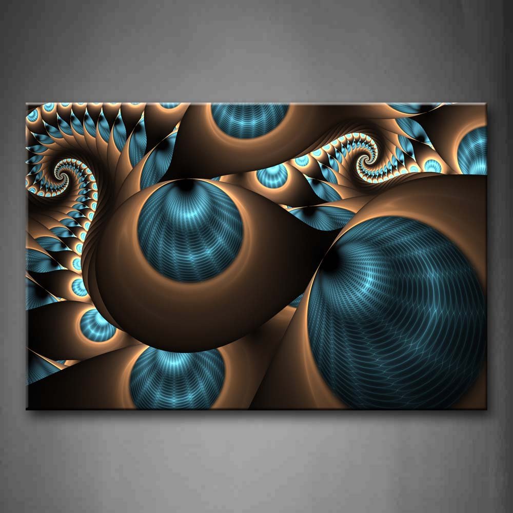 Abstract Blue and Brown Hole Design Wall Art Painting - Canvas Print for Modern Home Decor, Living Room & Office Decoration - Unique Gift Idea for Housewarming & Holidays