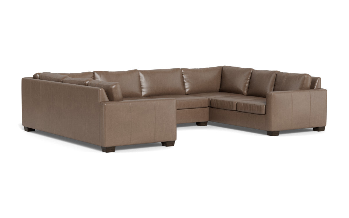 Luxury Track 141 Leather Corner Sofa U Sectional - Modern U-Shaped Couch for Living Room, Home Theater & Lounge - Genuine Leather Recliner Sofa Set with Ottoman