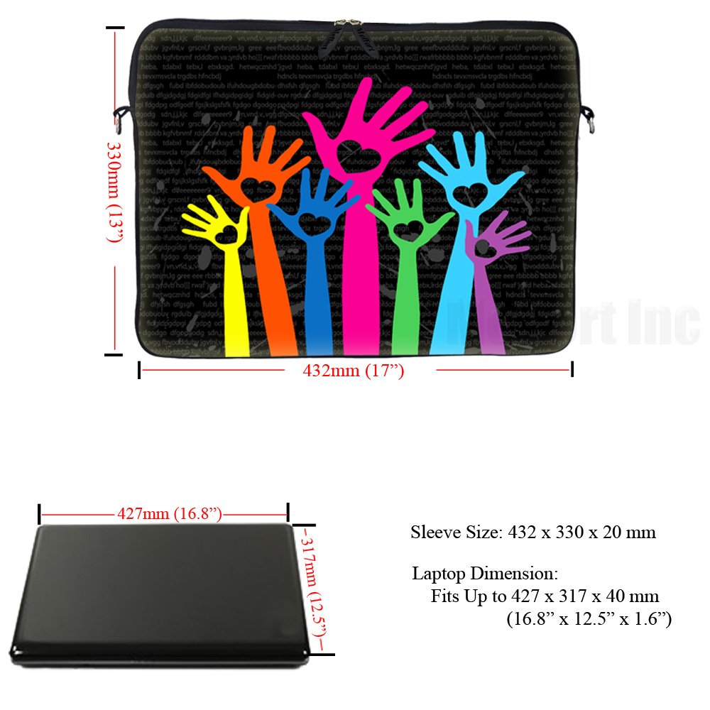 Meffort 17-17.3 Inch Neoprene Laptop Sleeve with Hidden Handle & Adjustable Shoulder Strap - Protective Case for MacBook Pro, Dell XPS, HP - Perfect for Travel, Work & School