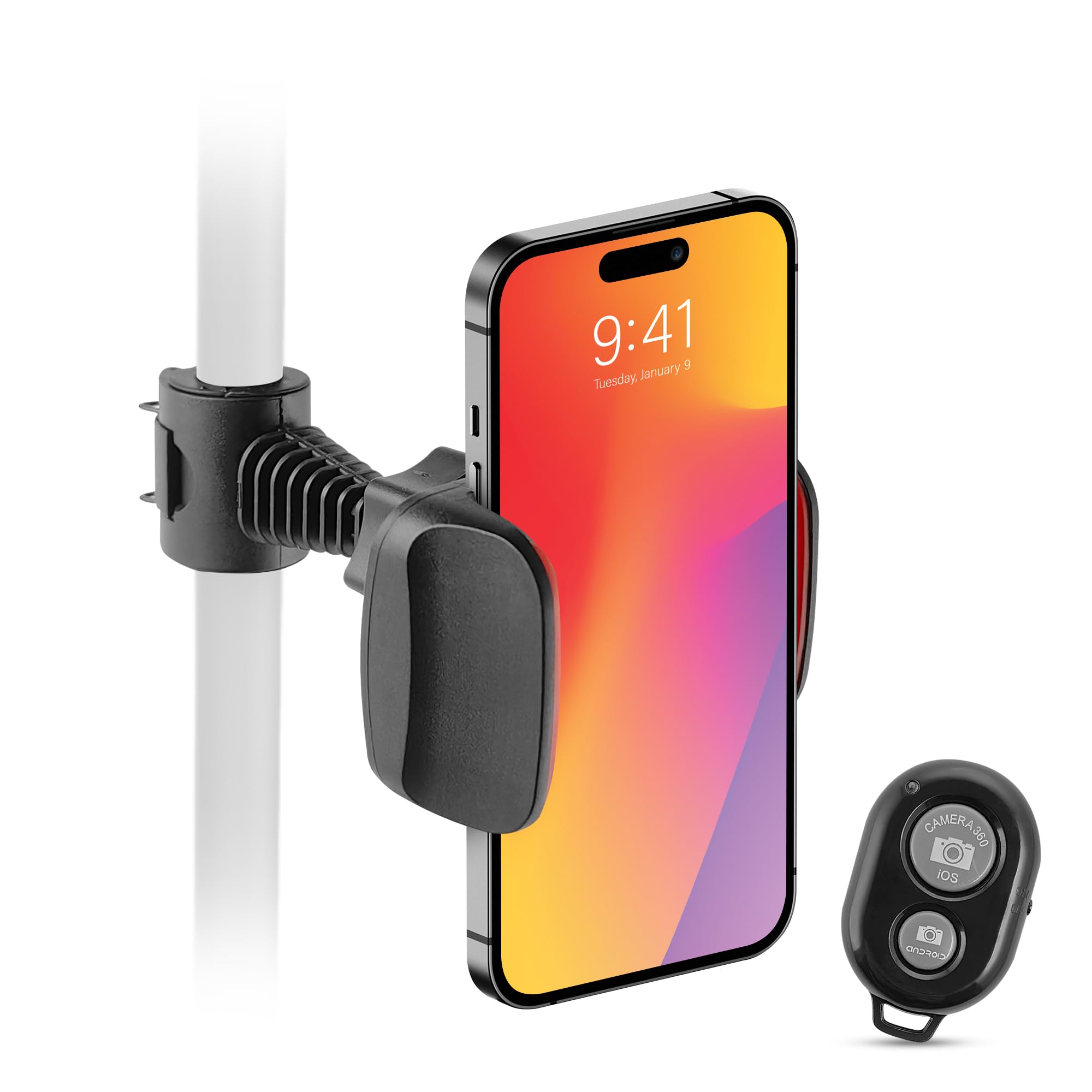 Universal Car Phone Holder MS1820 - Easy Lock & BT Wireless Remote Control, Compatible with All Smartphones, Perfect for Hands-Free Driving, Vlogging, and GPS Navigation