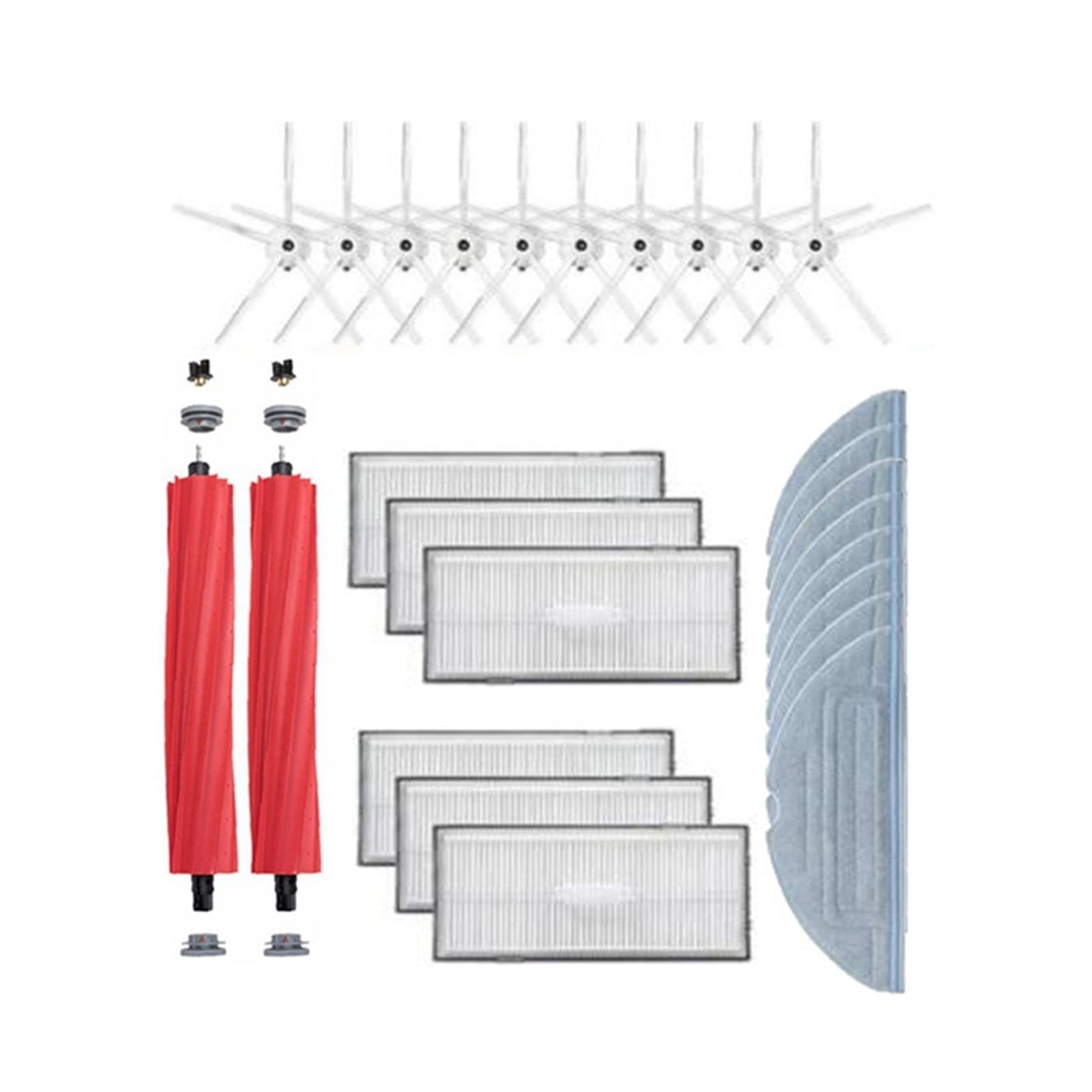 WENCY Vacuum Cleaner Accessories for Xiaomi Roborock S7/T7S/T7 Plus - HEPA Filter, Detachable Rubber Main Brush & Side Brush Replacement Parts - Perfect for Hardwood Floors & Pet Hair Cleaning (Beige)