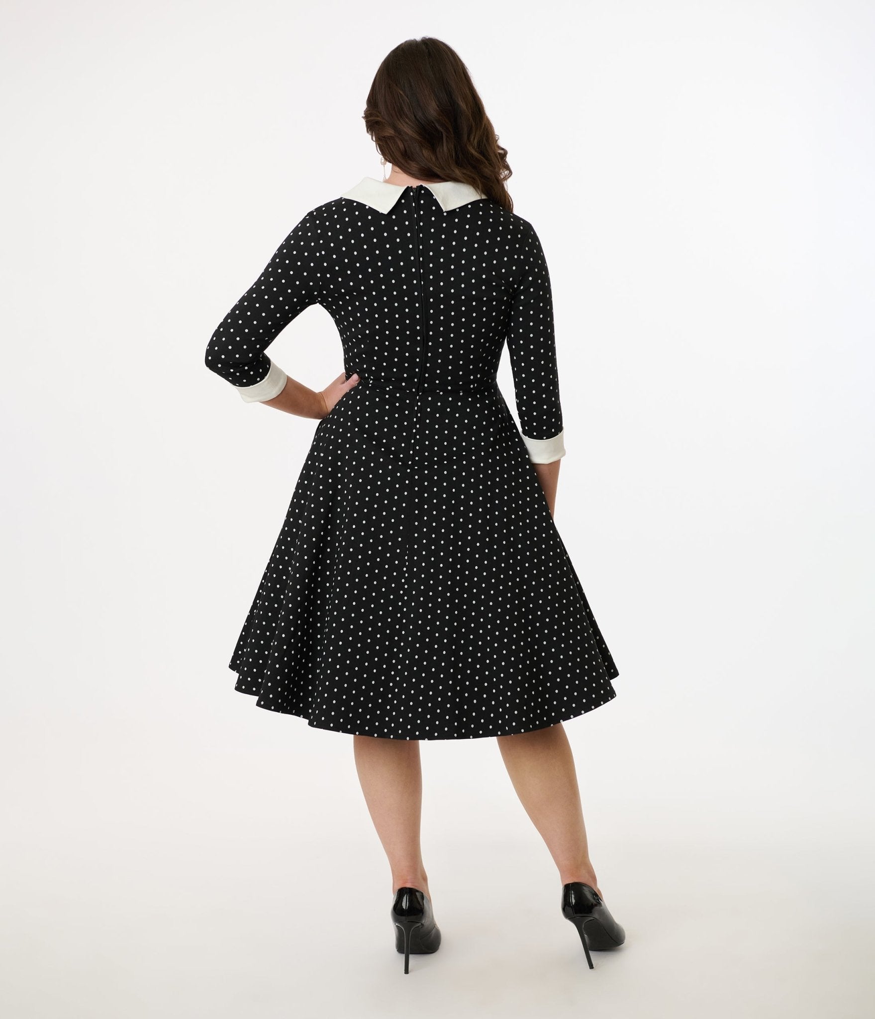 Vintage Black & White Polka Dot Shirt Dress for Women - Retro 1950s Style Button Down Shirtwaist Dress - Perfect for Casual Outings, Date Nights & Office Wear