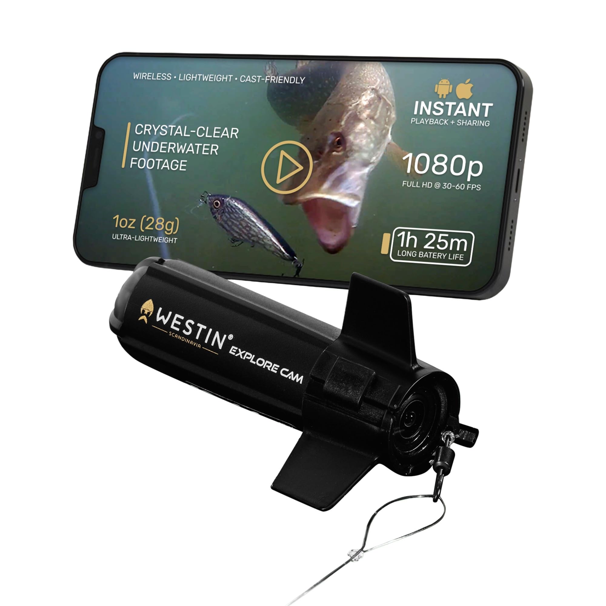 Westin Explore Cam Fish Camera - Wireless Underwater Fishing Camera with Full HD Video, Waterproof & Castable Design - Perfect for Ice Fishing, Kayak Fishing & Boat Fishing Adventures