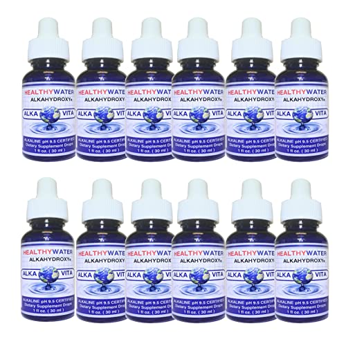 Alkavita Alkaline Water Drops - AlkahydroxyTM Mineral Concentrate pH 9.5 | Immune System Support & Hydration Booster | 12 Bottles (108 Gallons) | Wholesale Price | Perfect for Daily Wellness, Sports Recovery & Detox