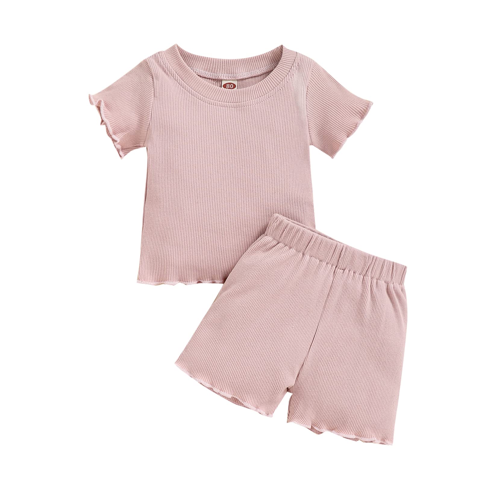 Baby Girls' Cotton Ruffled Short Sleeve Shirt & Shorts Set - 2-Piece Summer Outfit for Infants | Playtime, Beach & Casual Wear