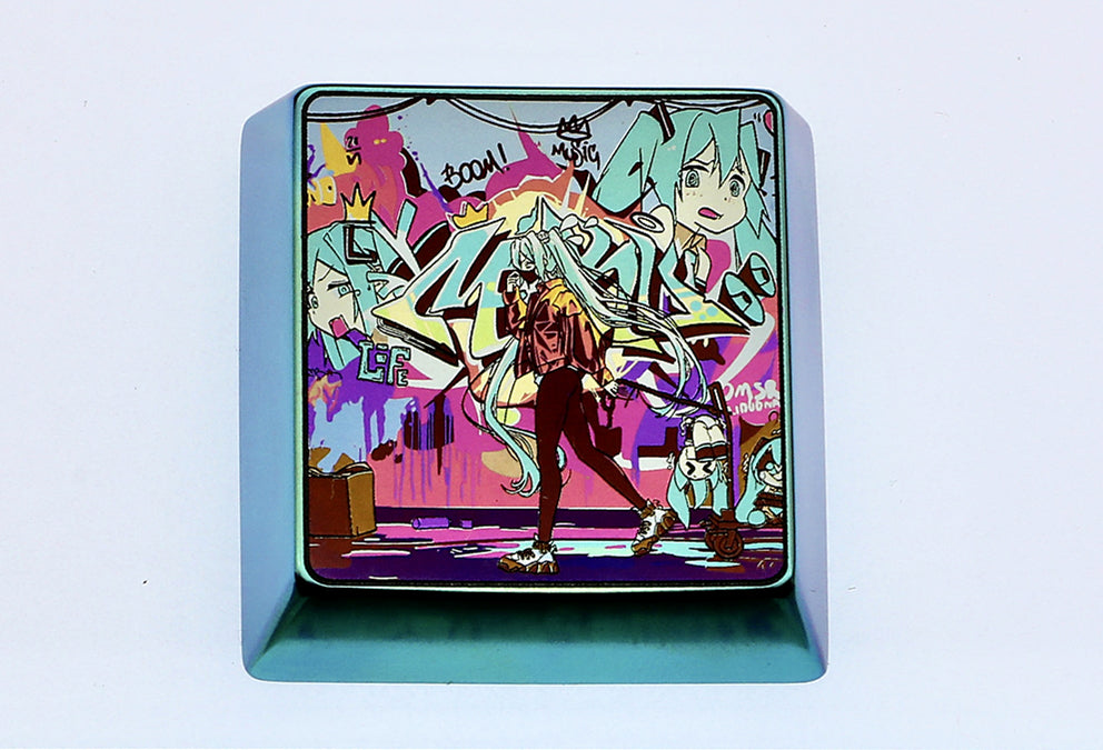 Hatsune Miku 4U Titanium Alloy Metal Custom Keycap for Mechanical Keyboard - Anime Gaming & Typing Accessory for PC Enthusiasts