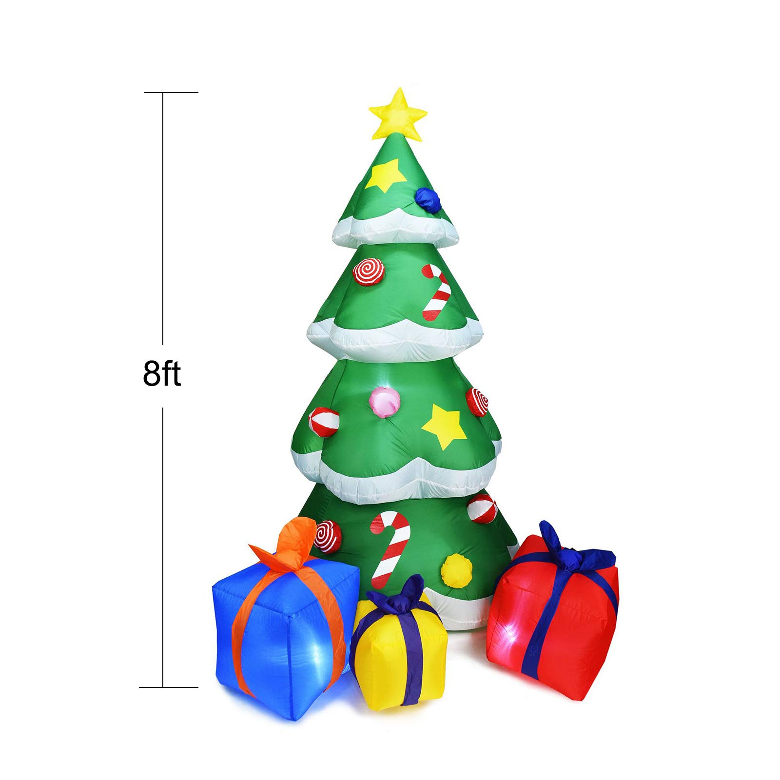 8FT Inflatable Christmas Tree with Built-in LED Lights - Outdoor Blow Up Holiday Decor for Yard, Garden, Lawn | Includes Tethers & Stakes | Perfect for Christmas Parties, Front Yard Displays & Festive Outdoor Decorations