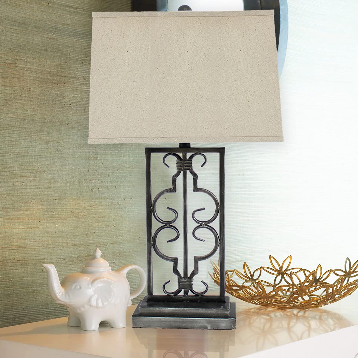 Teton Home TL-001 Modern Black Table Lamp - Bedside Nightstand Lighting for Bedroom, Living Room & Office