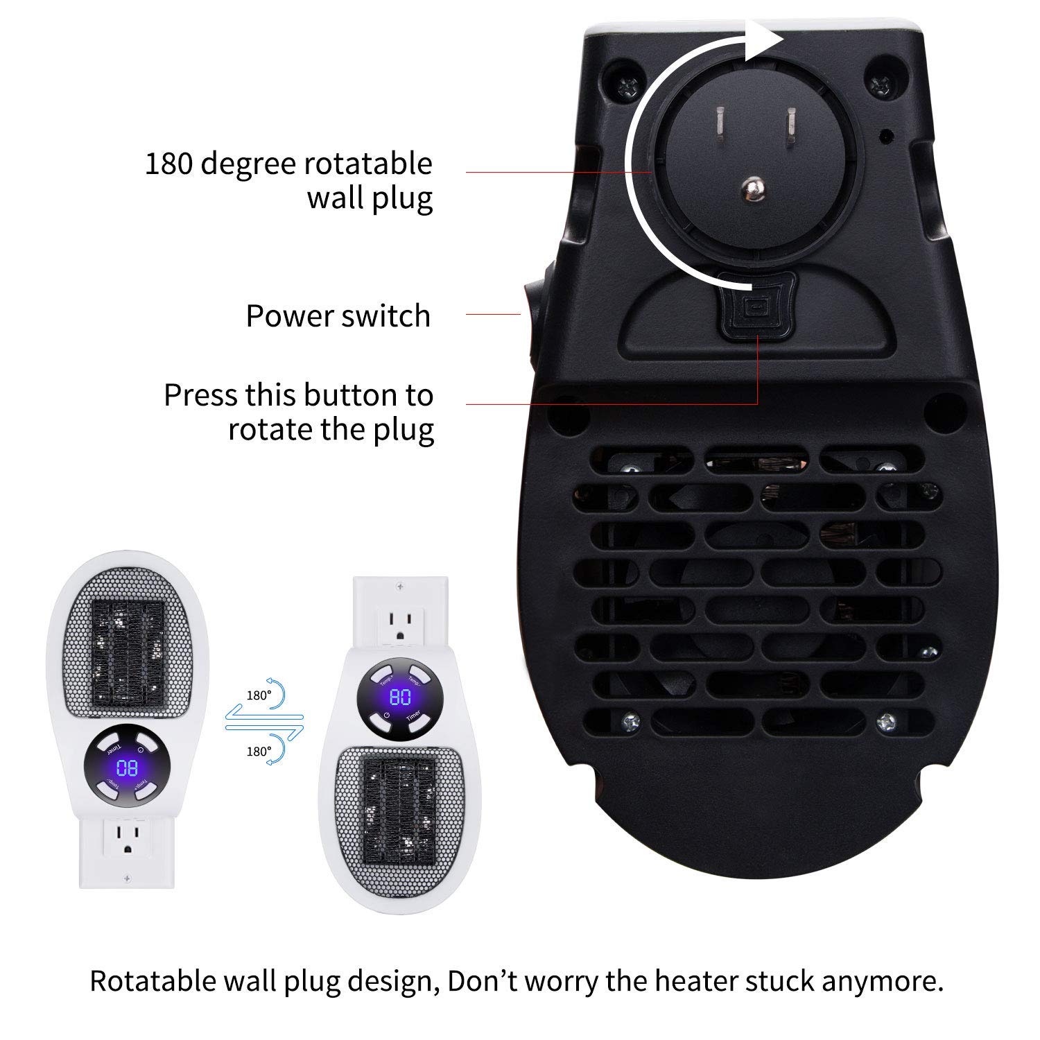 450W Wall Mounted Space Heater with Remote Control - Portable Electric Heater with Adjustable Thermostat, Overheat Protection & LED Display - ETL Certified for Office, Dorm Room, Bedroom & Small Spaces - Perfect for Winter Heating & Energy Saving