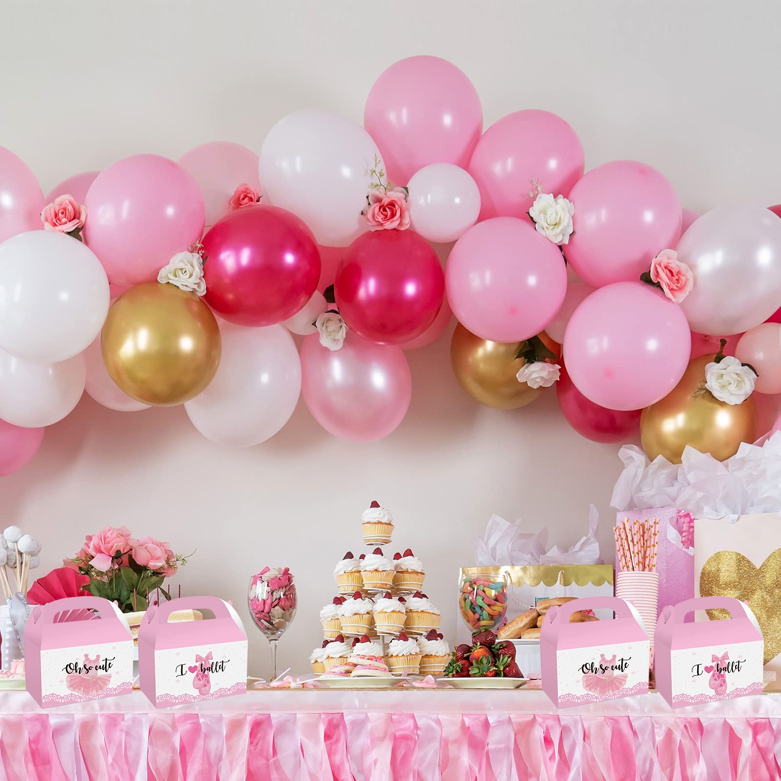 CIEOVO 24 Pack Ballerina Party Favor Treat Boxes - Pink Ballet Dance Themed Candy Gift Boxes for Girls Birthday, Baby Shower & Dance Recital | Recycled Eco-Friendly Party Decorations | Perfect for Ballet Class Rewards, Princess Theme Parties & Goodie Bags