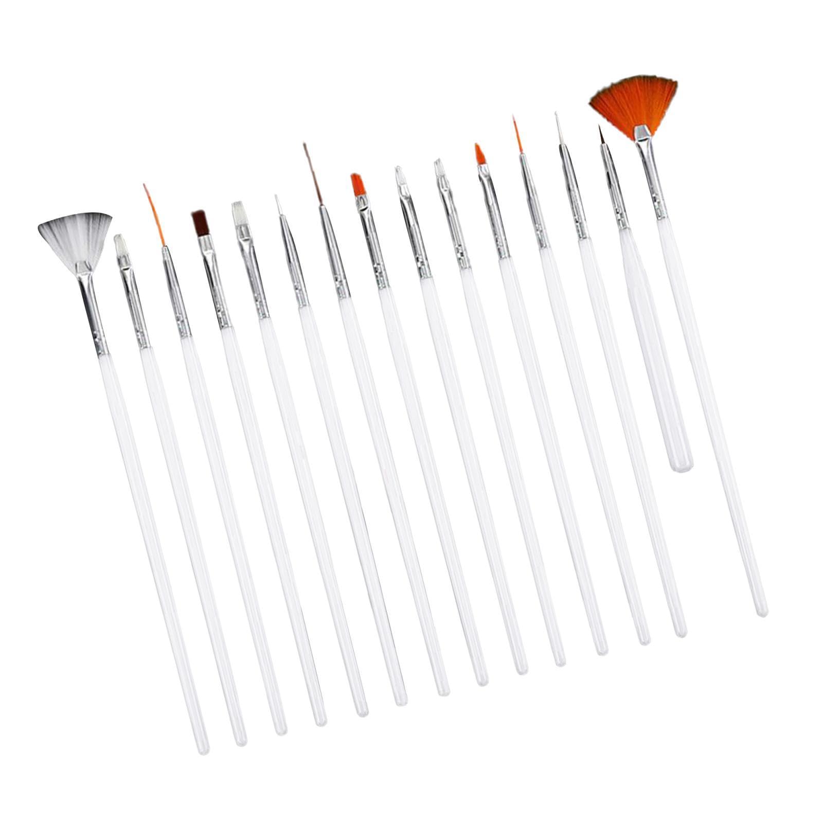 Professional UV Nail Art Dotting Painting Brushes Set for Gel Polish, Acrylic Nails & Nail Art Designs - 5PCS White Nail Decorating Tools for DIY Manicure at Home or Salon