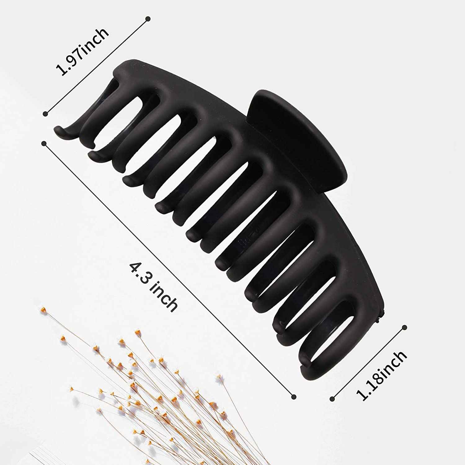 2PCS Black Hair Claw Clips - 4.3 Inch Large Matte Hair Claws for Women | Strong Hold Hair Barrettes & Accessories for Girls | Perfect for Updos, Ponytails & Everyday Styling